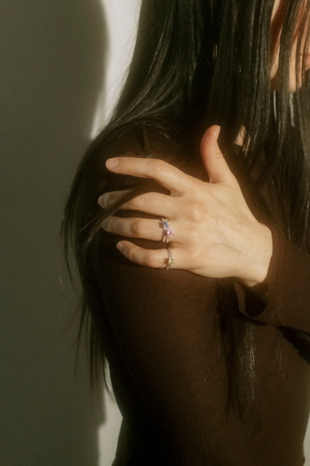 PRINCESS PAVE RING - YELLOW/PURPLE