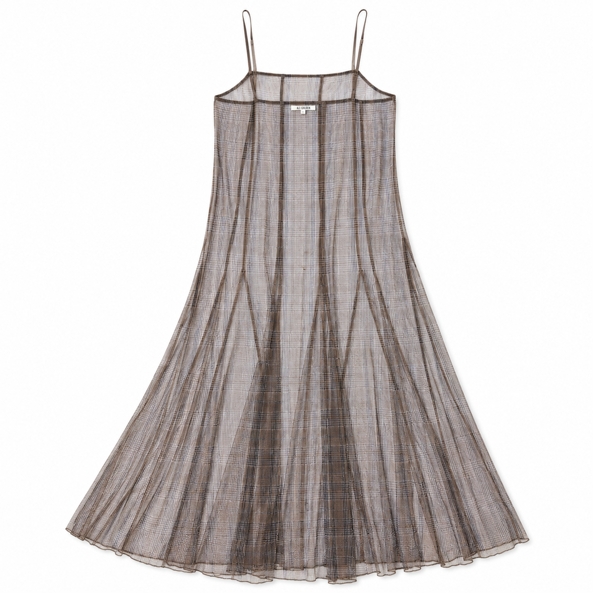 NEW PANELED MESH DRESS - NEUTRAL PLAID
