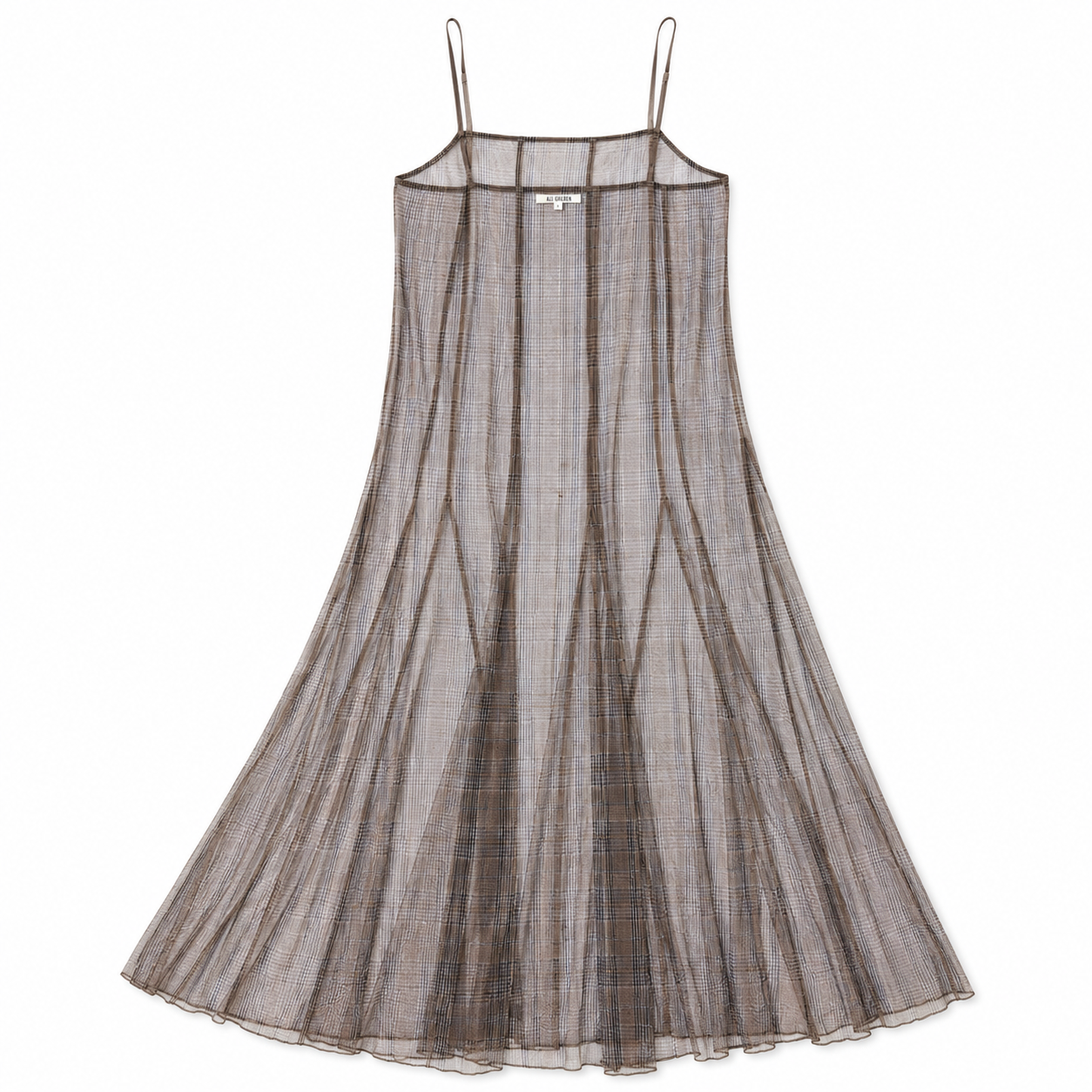 NEW PANELED MESH DRESS - NEUTRAL PLAID