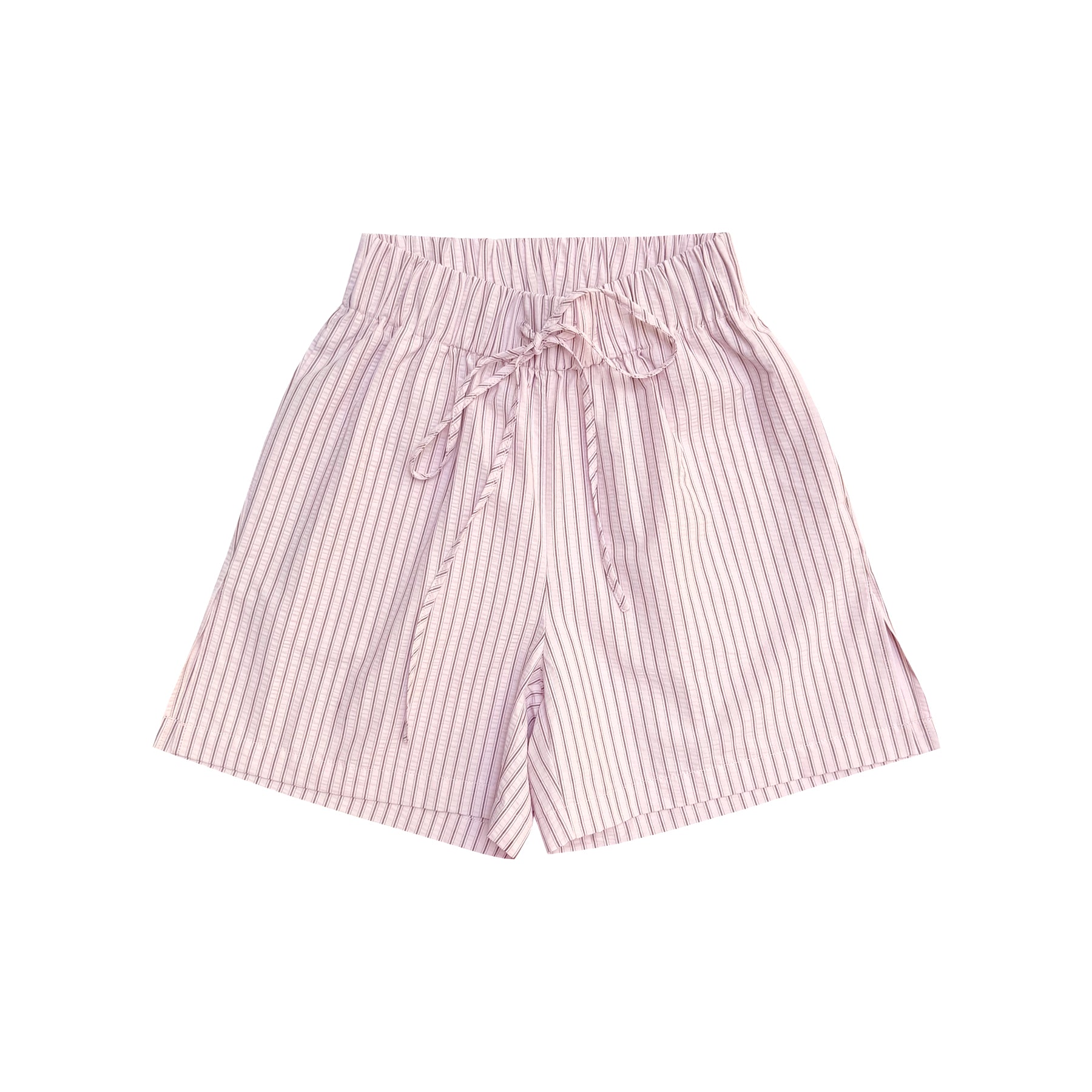 DRAWSTRING SHORTS - PINK/BROWN STRIPE
