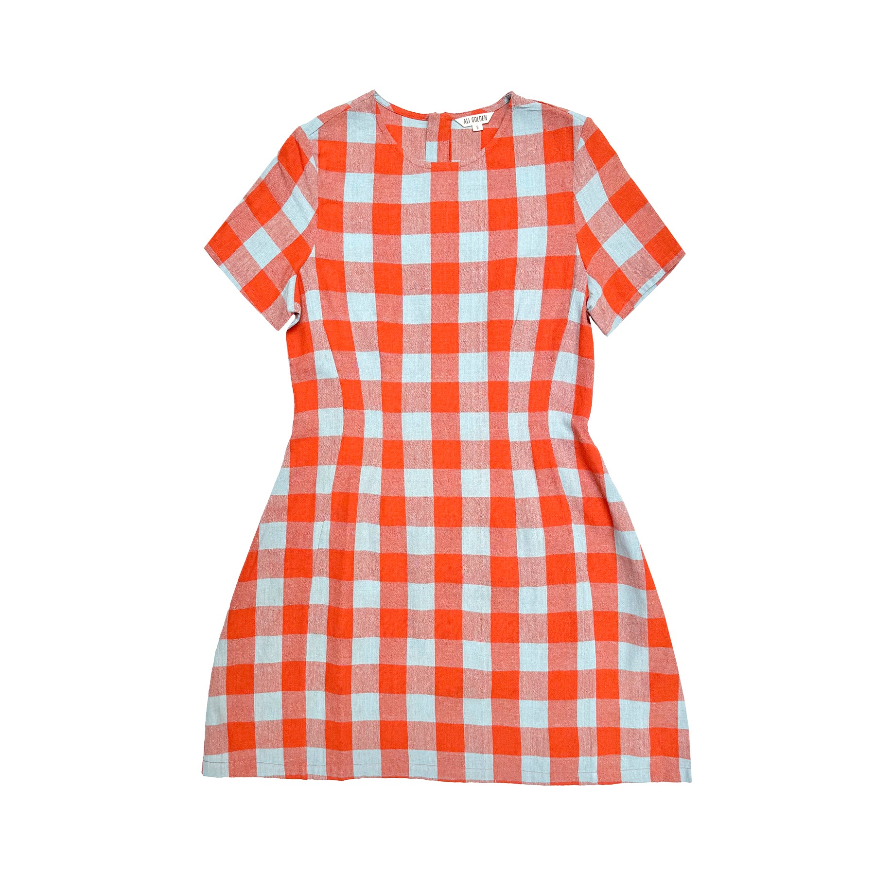 PANELED MIDI DRESS - POPPY/FUCK ICE GINGHAM