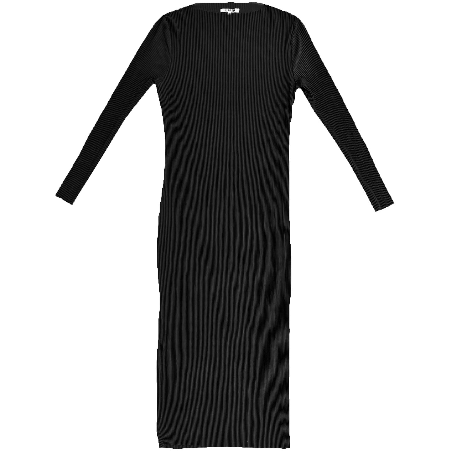 PLEATED MESH DRESS - BLACK