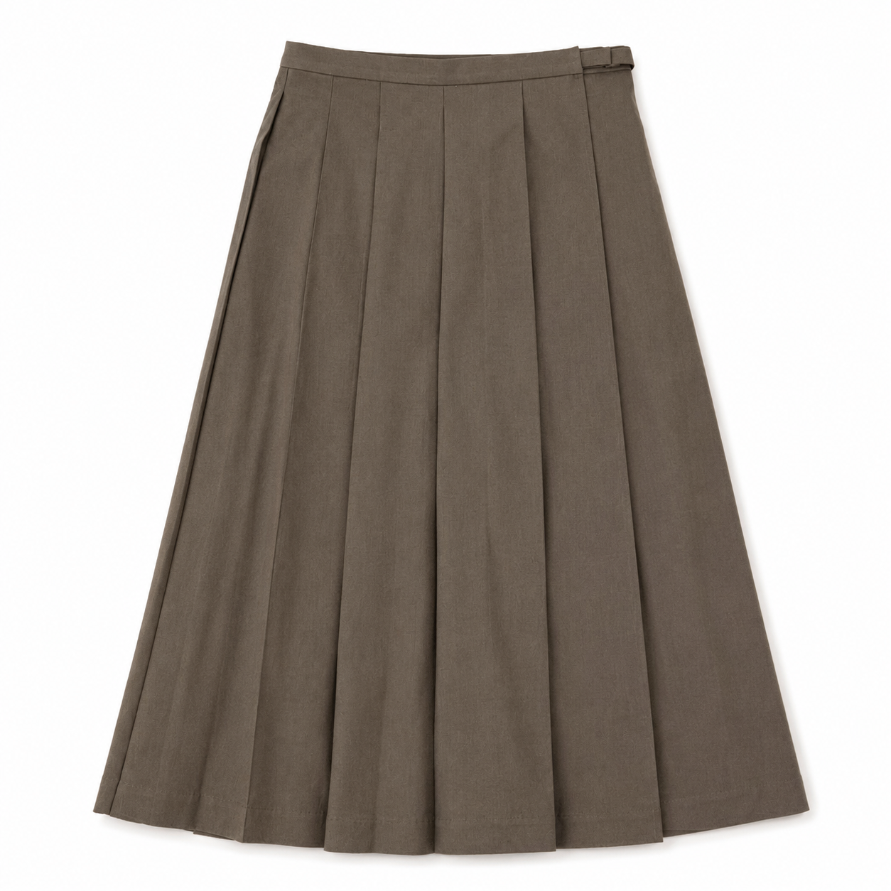 MIDI PLEATED WRAP SKIRT - TAUPE
