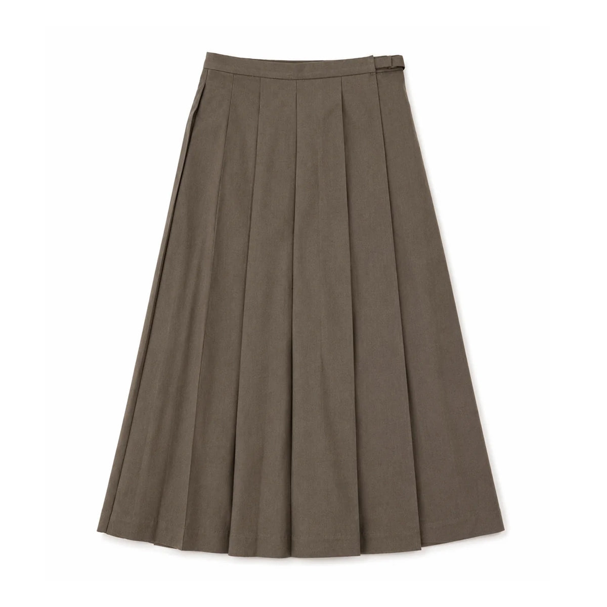 MIDI PLEATED WRAP SKIRT - TAUPE