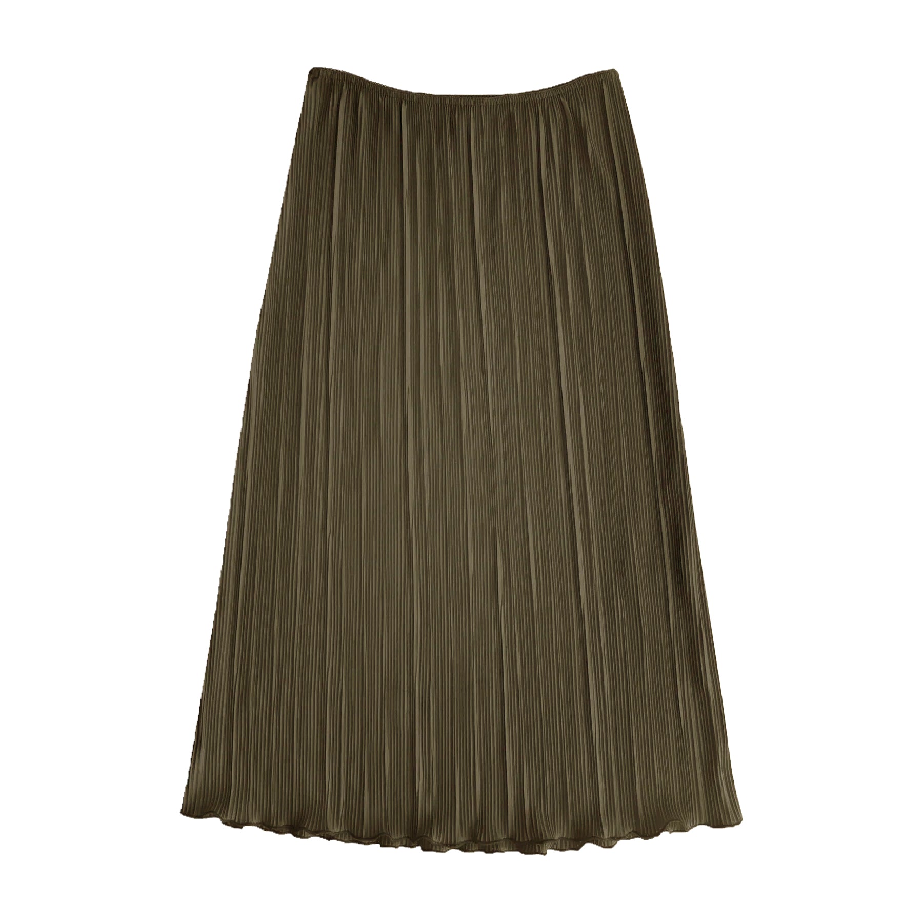 PLEATED SLIM MIDI SKIRT - OLIVE