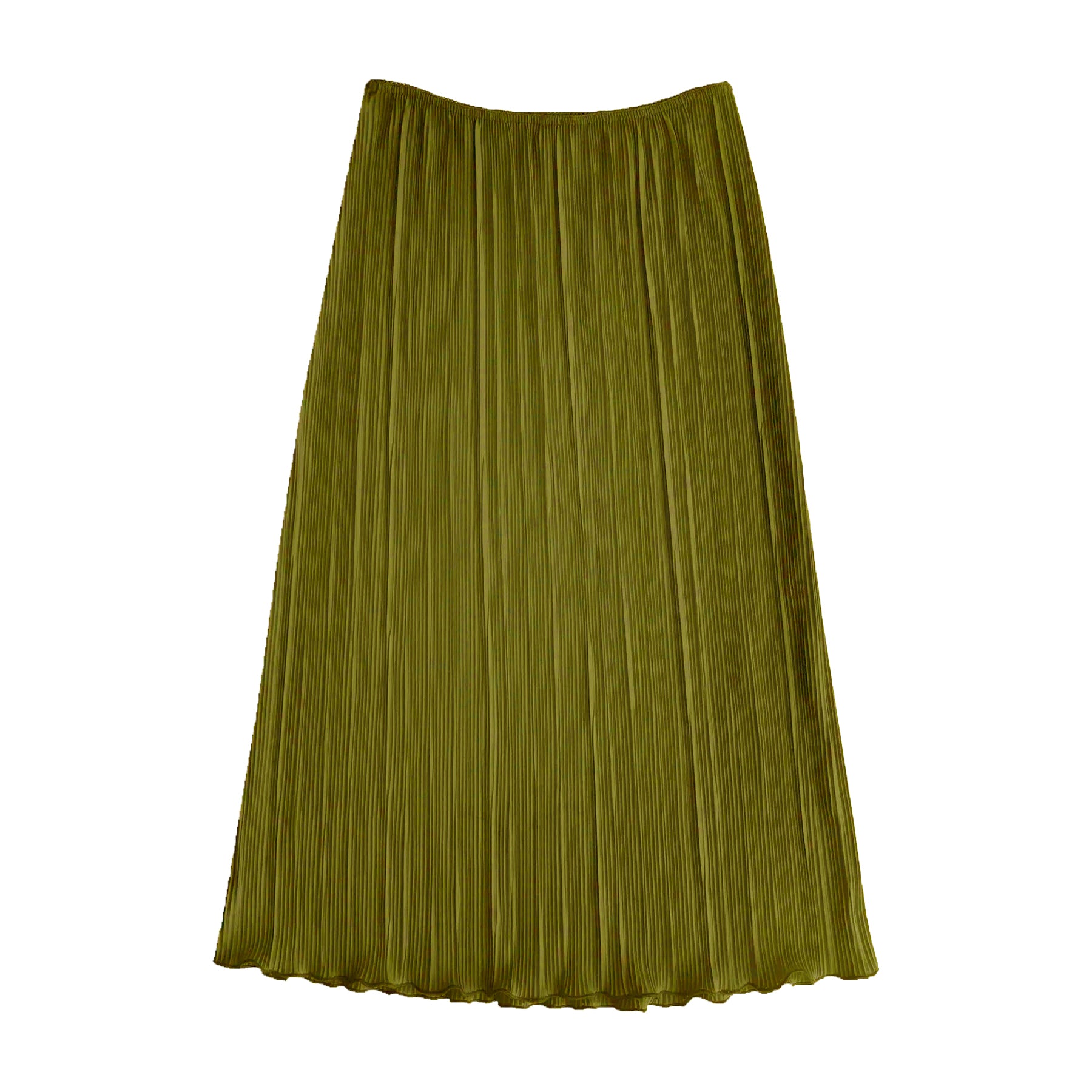 SAMPLE - PLEATED SLIM MIDI SKIRT - BRIGHT OLIVE