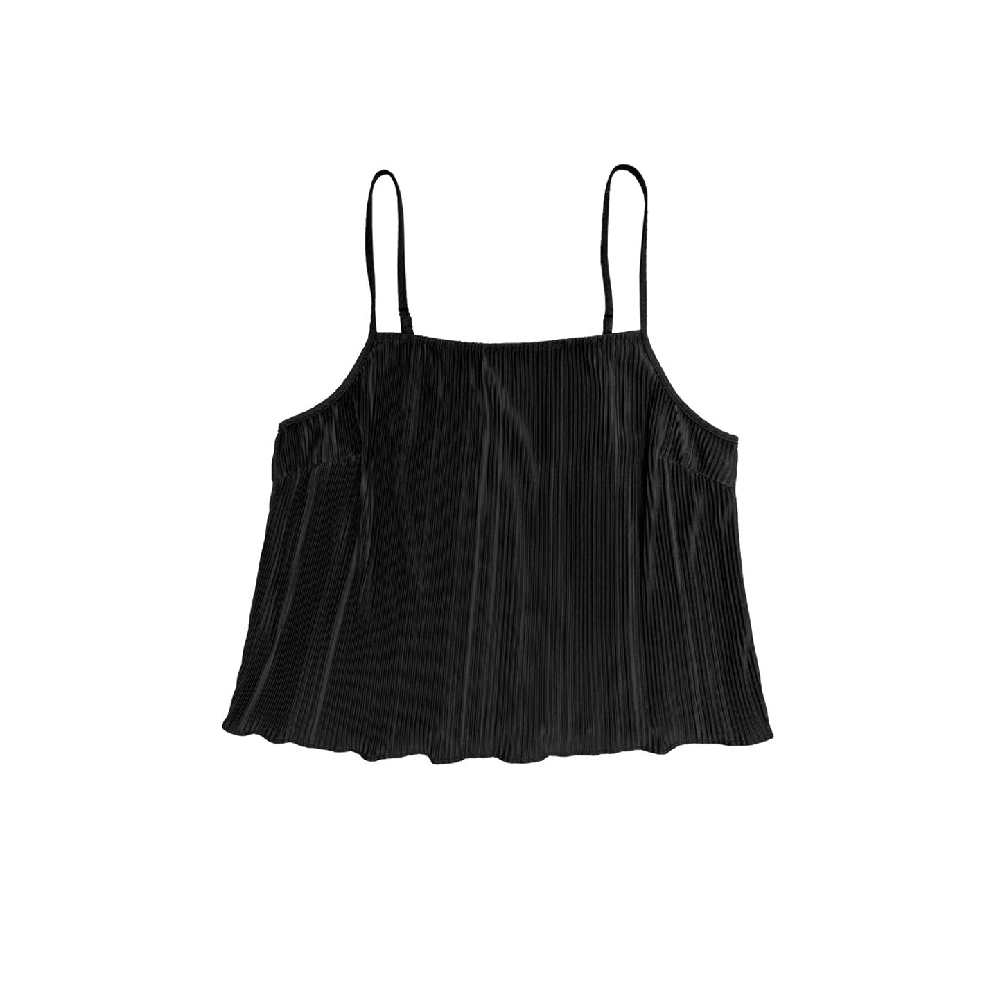 PLEATED SLIP TOP - BLACK