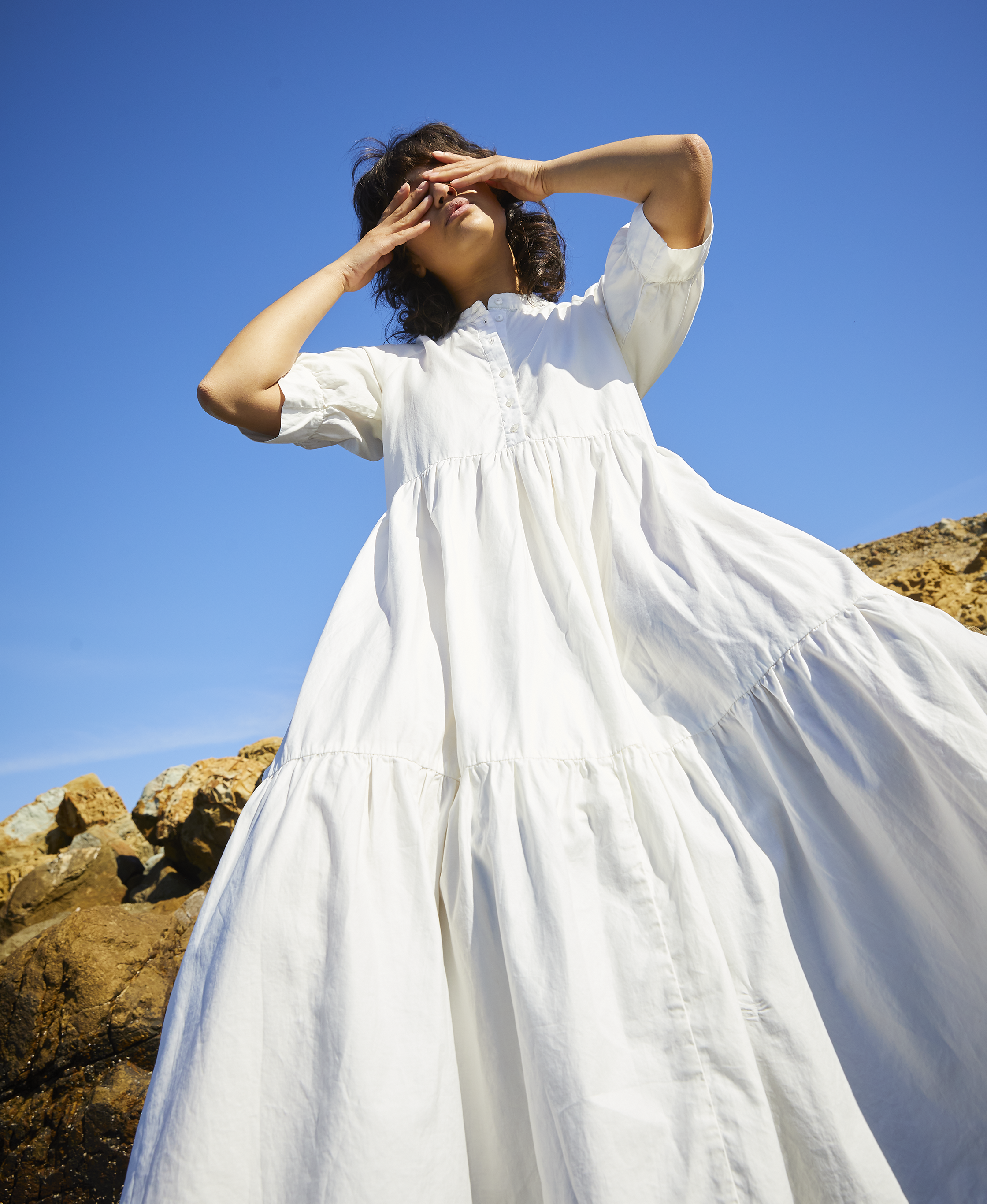 SAMPLE - RAGLAN TIERED DRESS - BONE