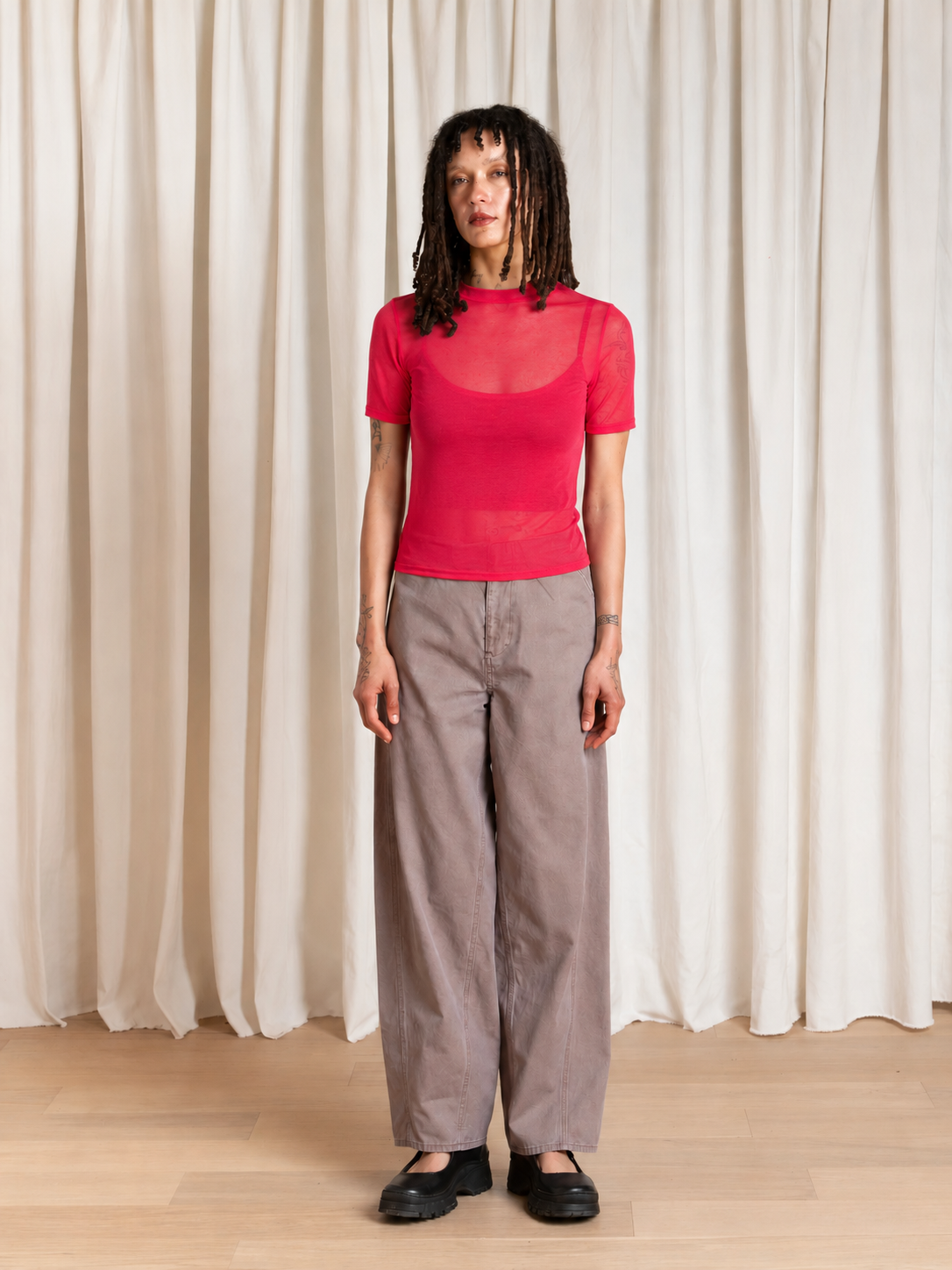 NEW MESH T-SHIRT - NEON RED