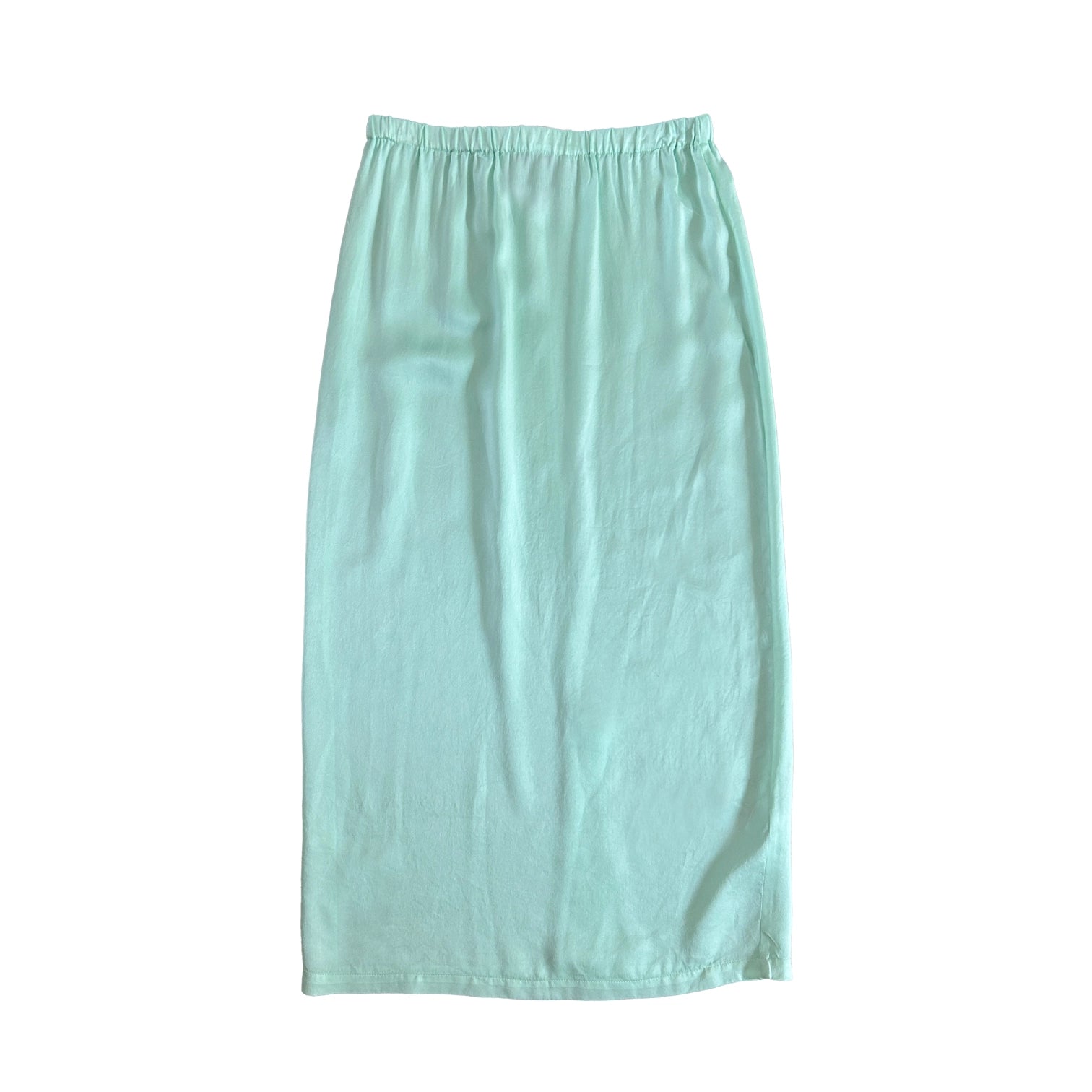 SILK MIDI SKIRT - AQUA