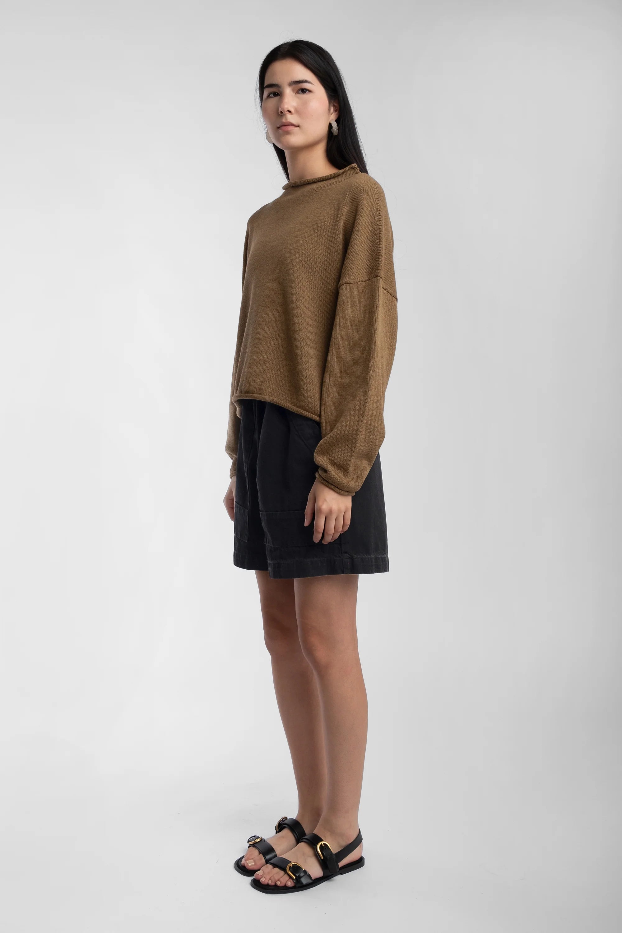 ROLLED SWEATER - UMBER