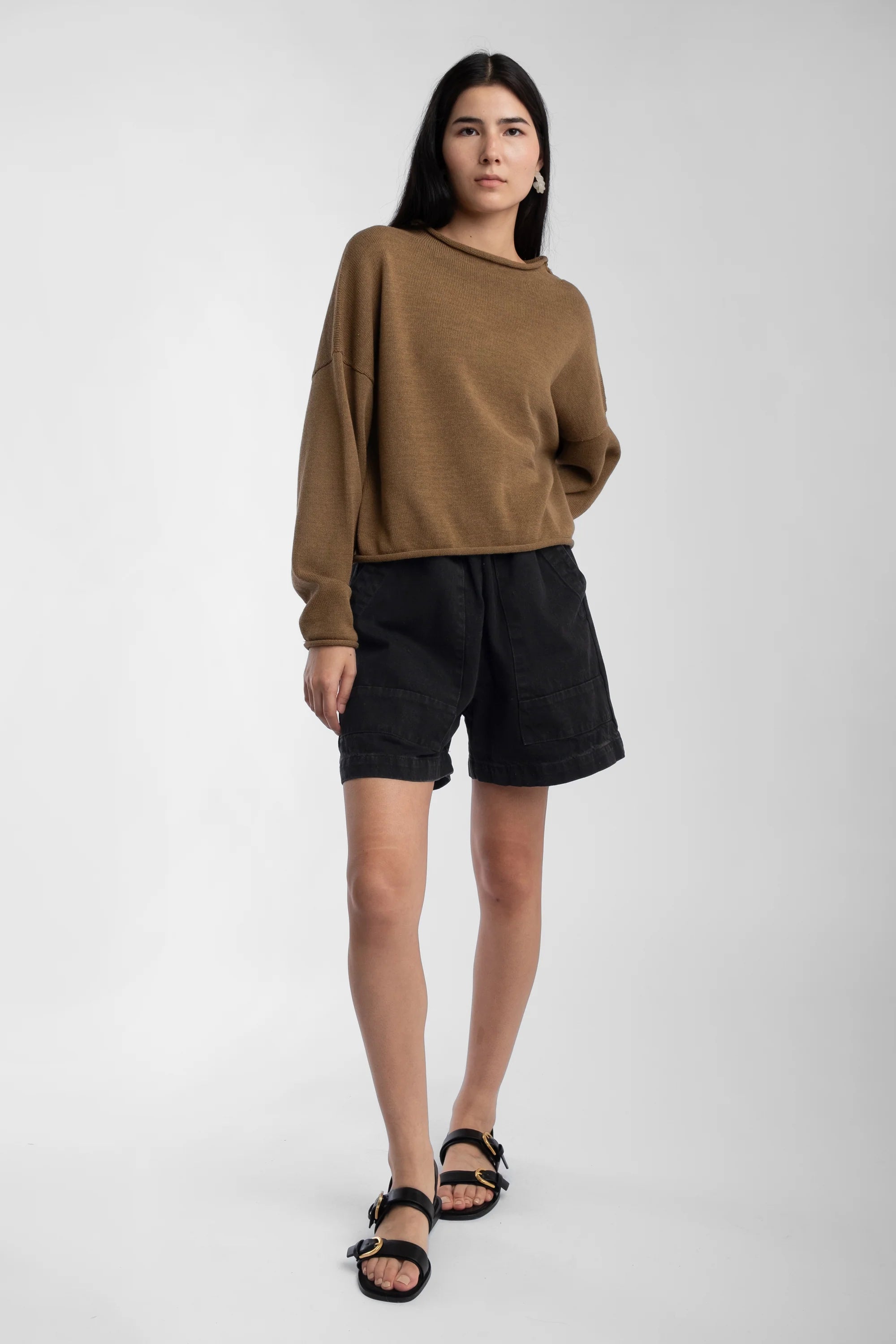 ROLLED SWEATER - UMBER