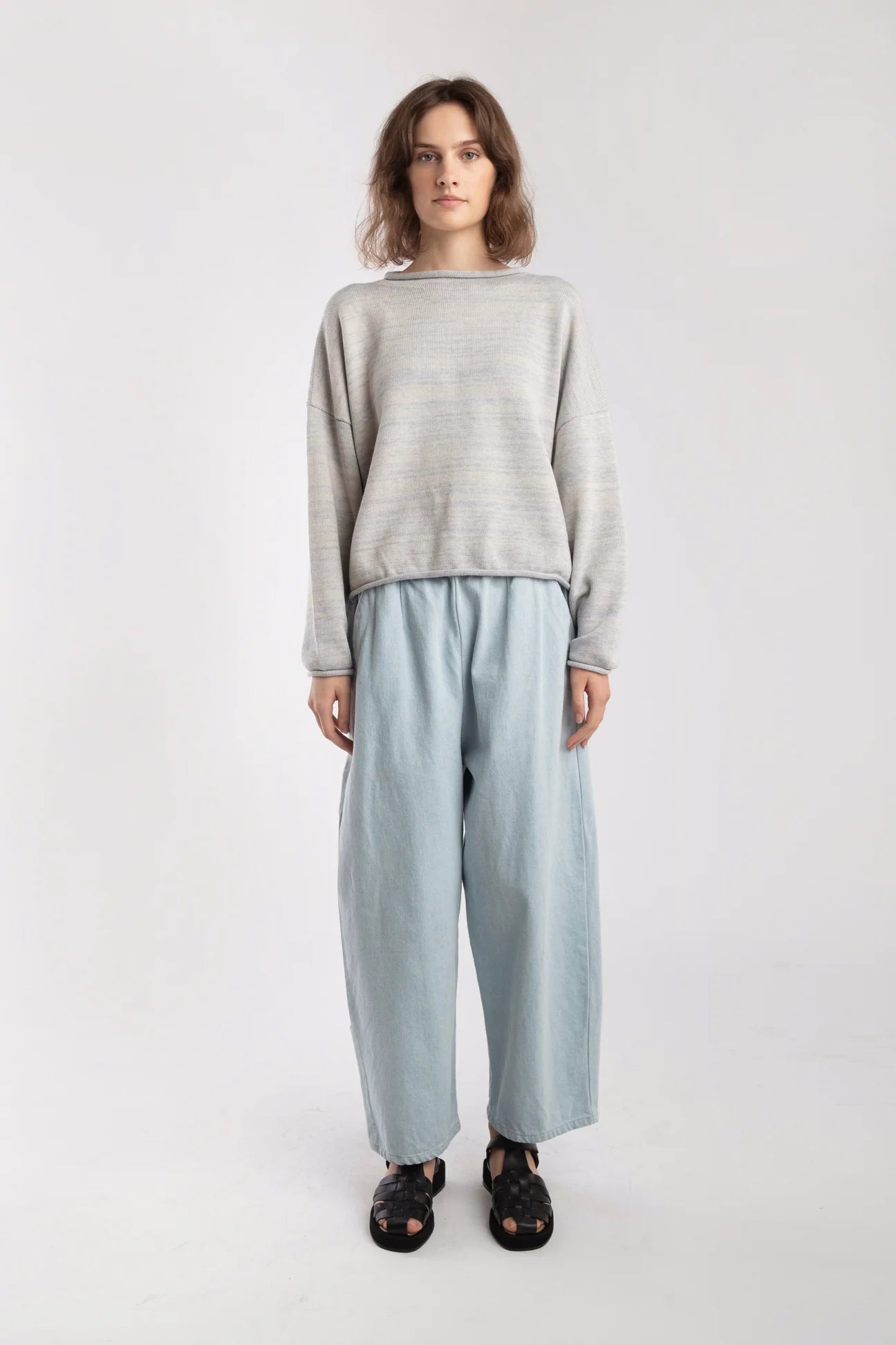 ROLLED SWEATER - HEATHER GRAY