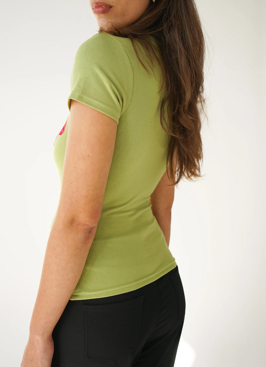 ROSE TEE - OLIVE GREEN