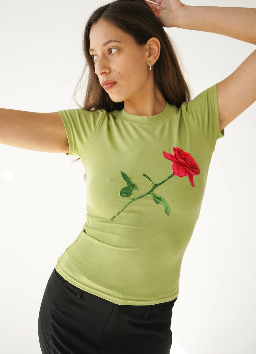 ROSE TEE - OLIVE GREEN