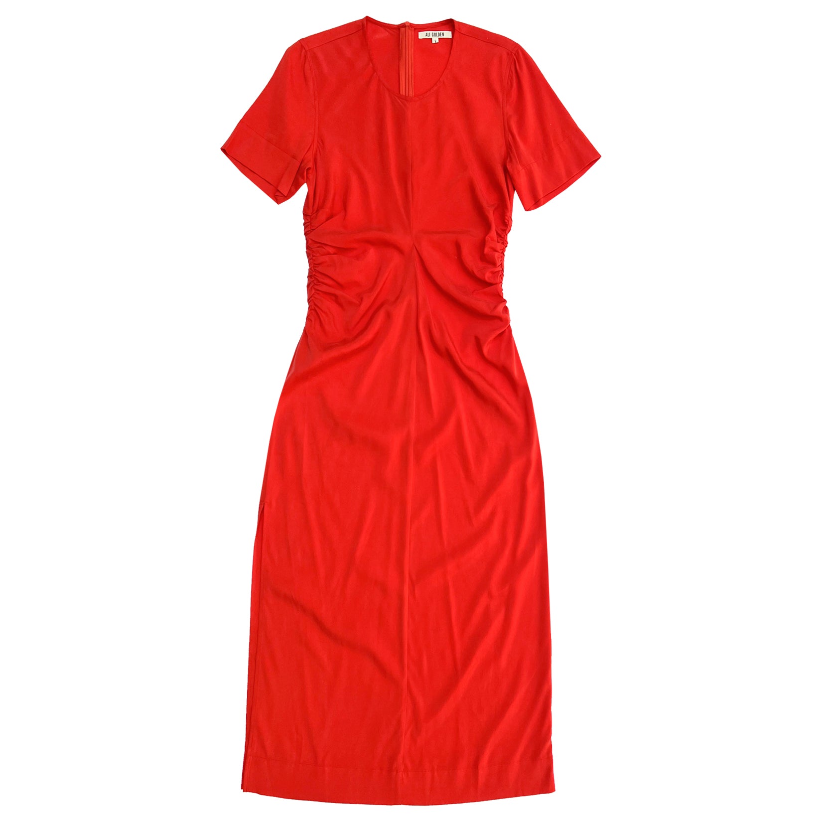 SIDE RUCHED FORM DRESS - POPPY