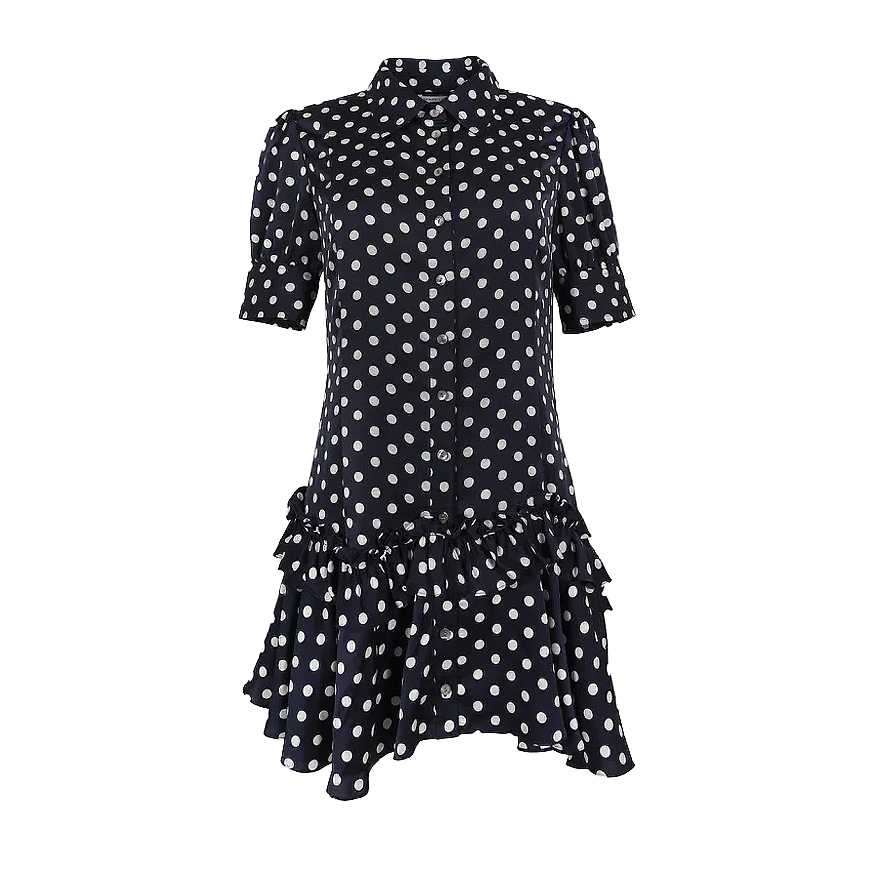 SNOOD DRESS - NAVY POLKA DOT