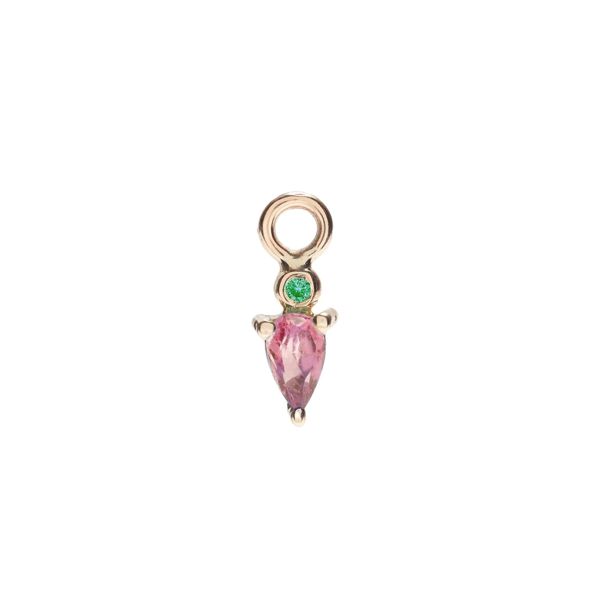 DROPLET CHARM W/ PINK TOURMALINE