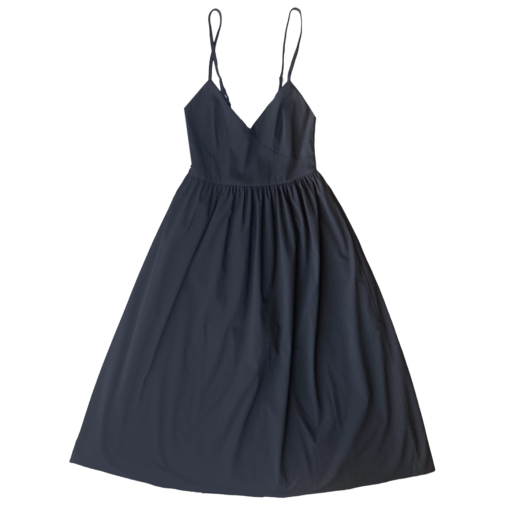SAMPLE - TIE BACK MIDI DRESS - BLACK SEERSUCKER