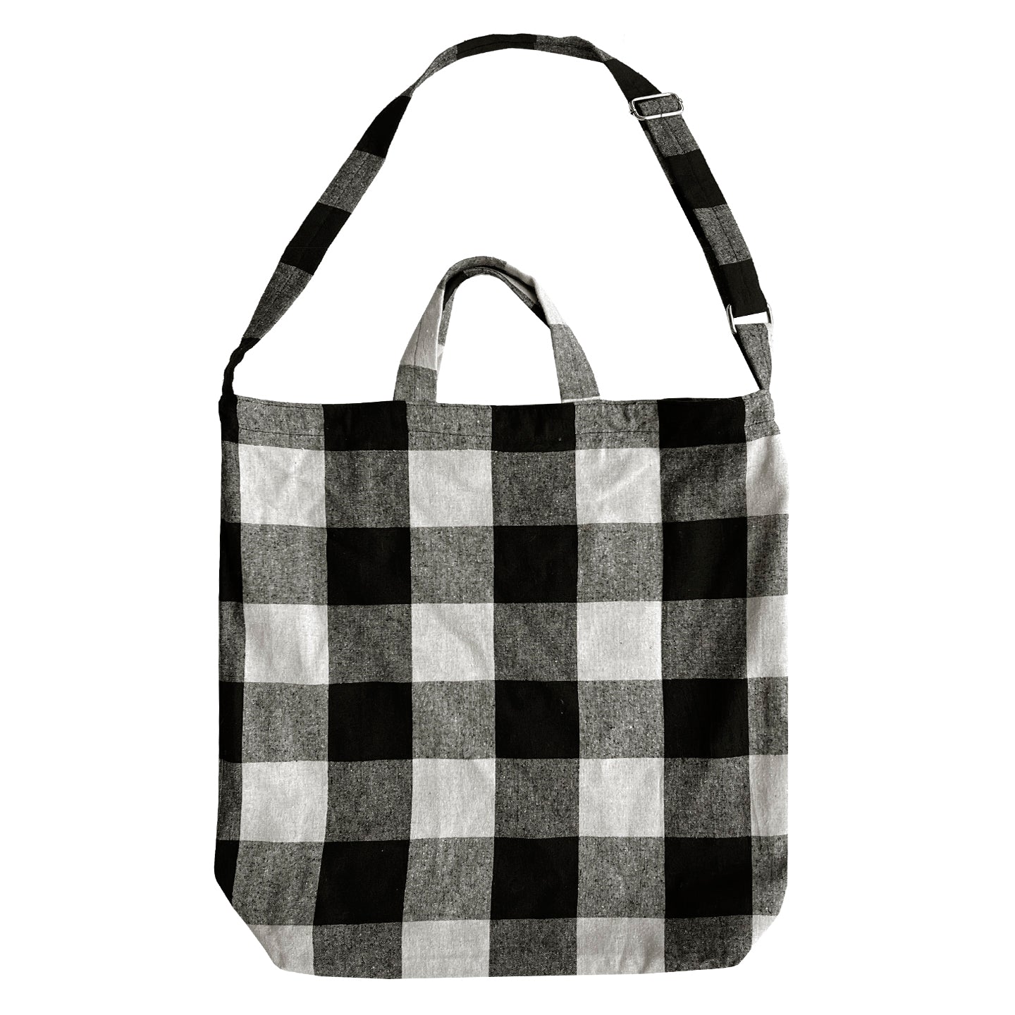 SILK NOIL BAG - BLACK/CREAM PLAID