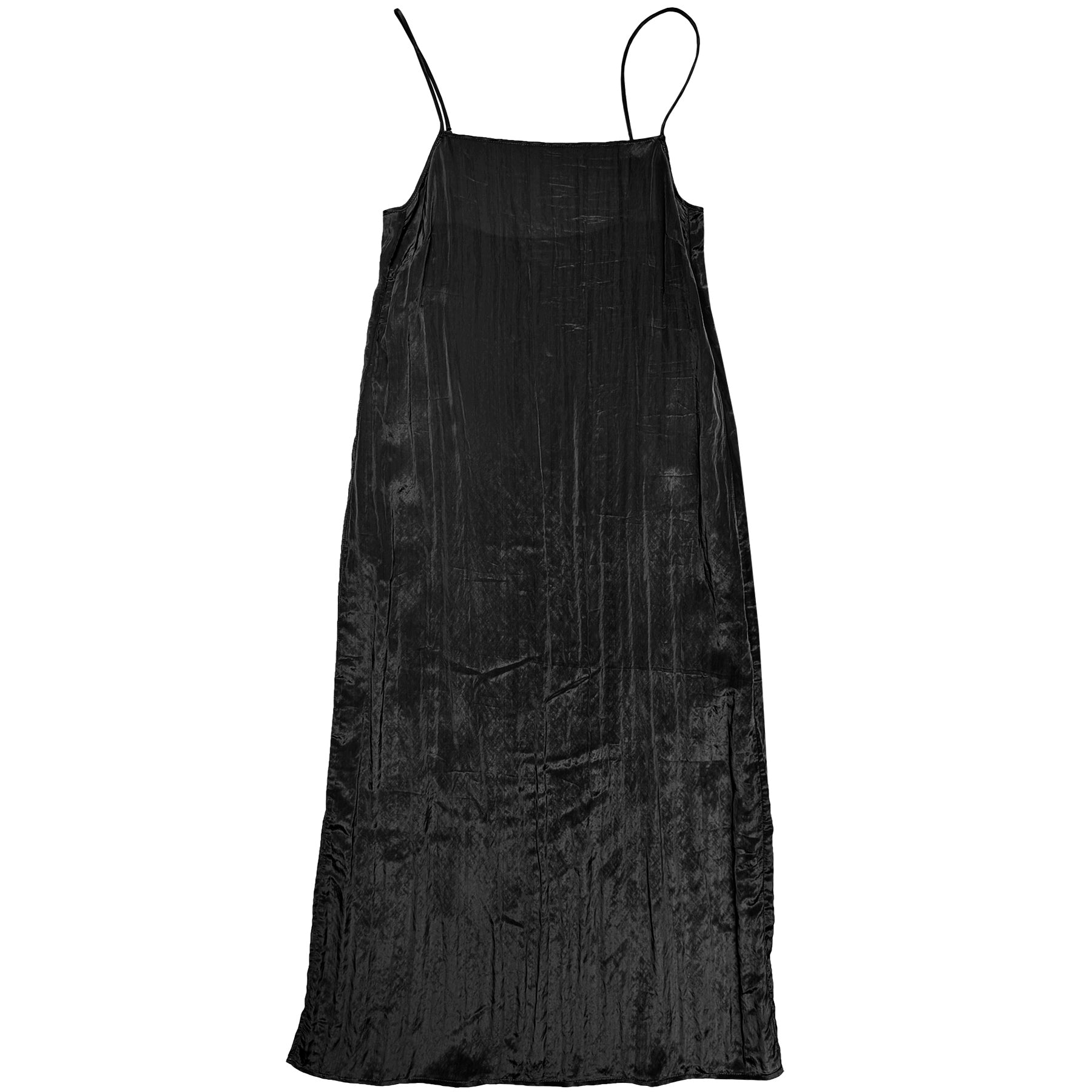 SQUARE NECK SLIP DRESS - BLACK