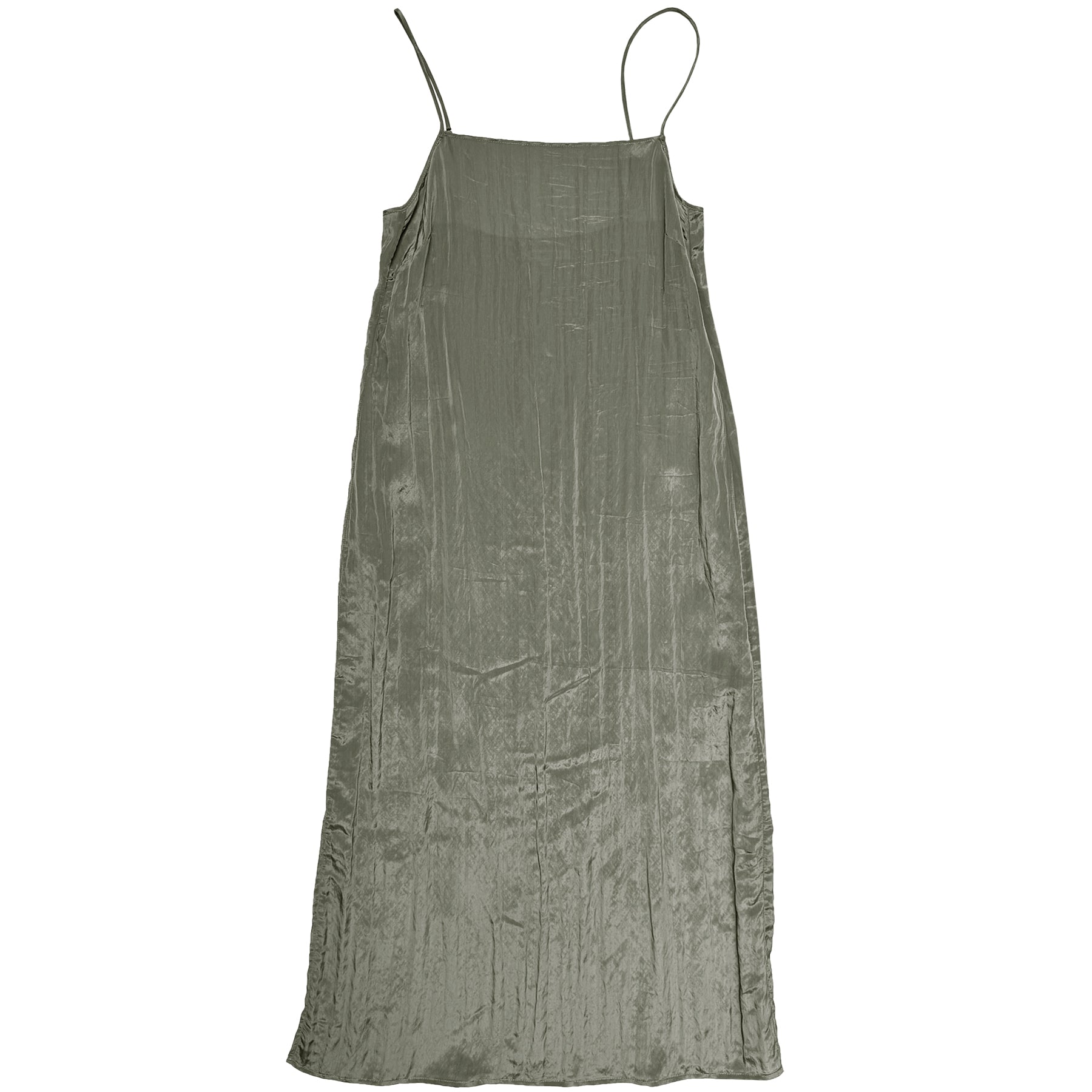 SQUARE NECK SLIP DRESS - SAGE