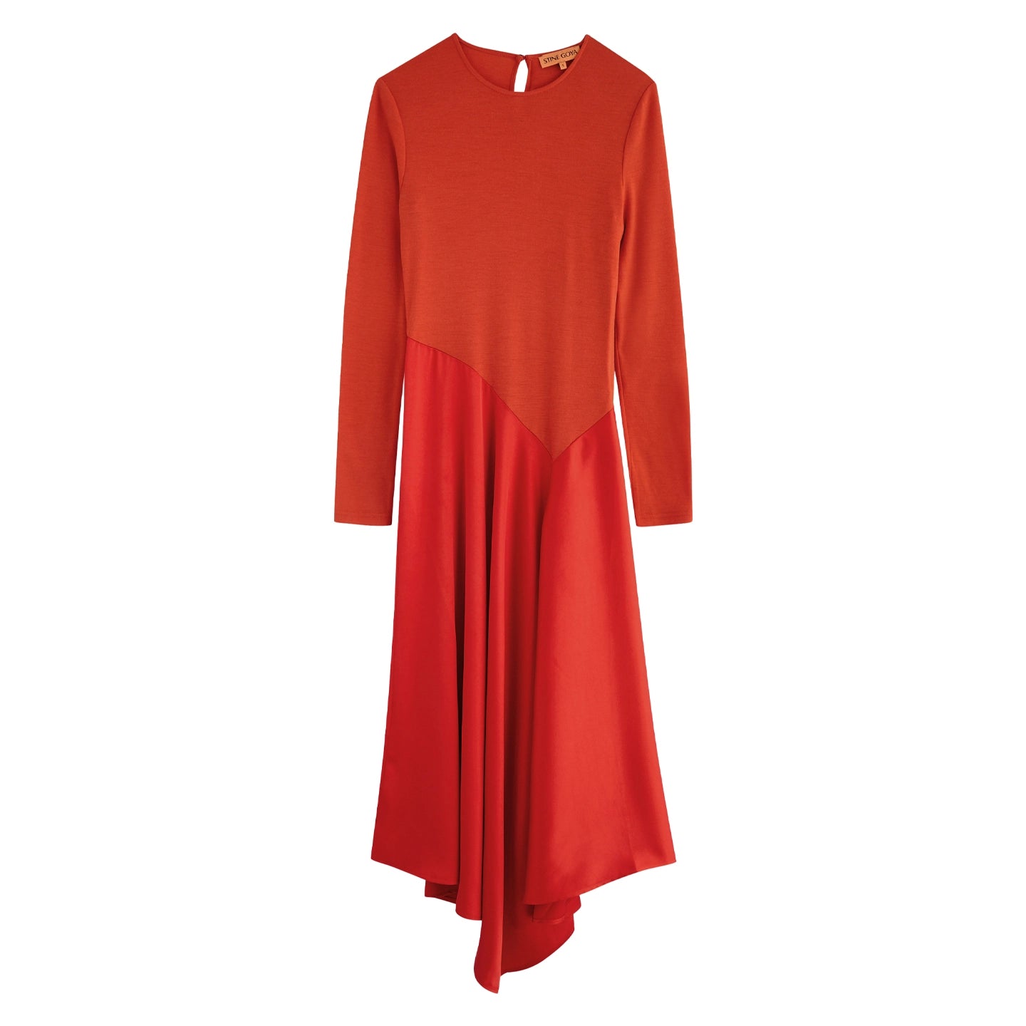 LONG SLEEVE ASYMMETRIC DRESS - BERRY