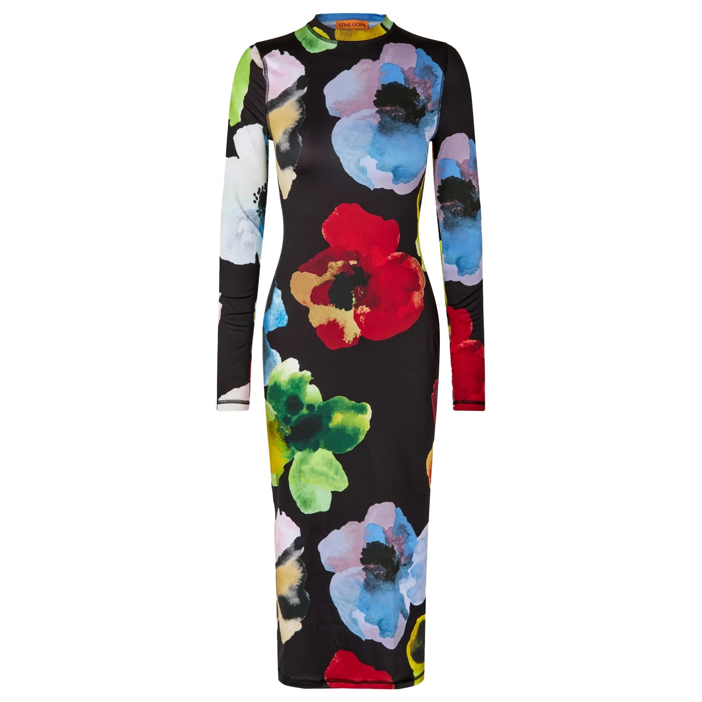 PULLOVER LONG SLEEVE MIDI DRESS - WATERCOLOR BLOOM