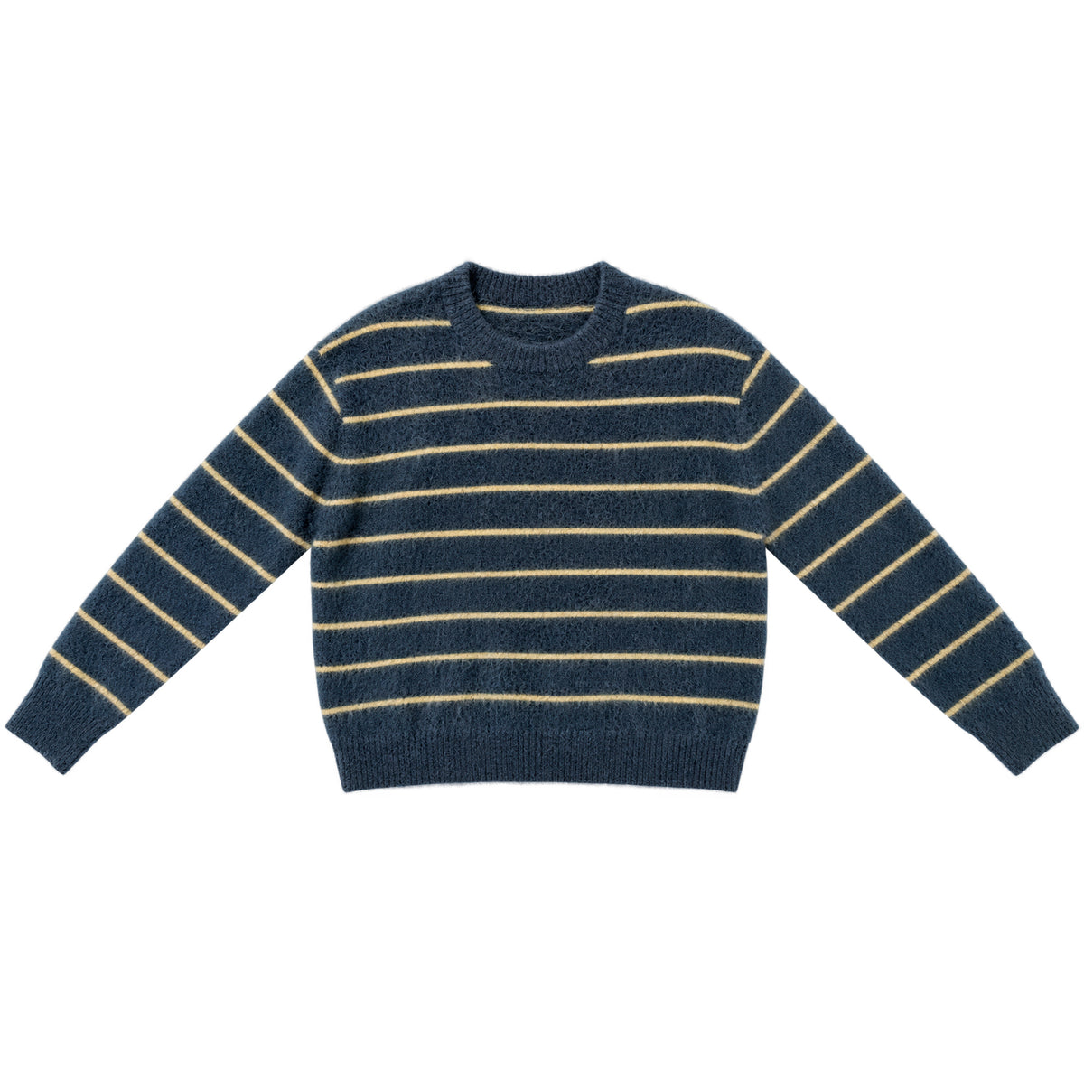 OVERSIZED MOHAIR PULLOVER - OCEAN/OCHRE STRIPE