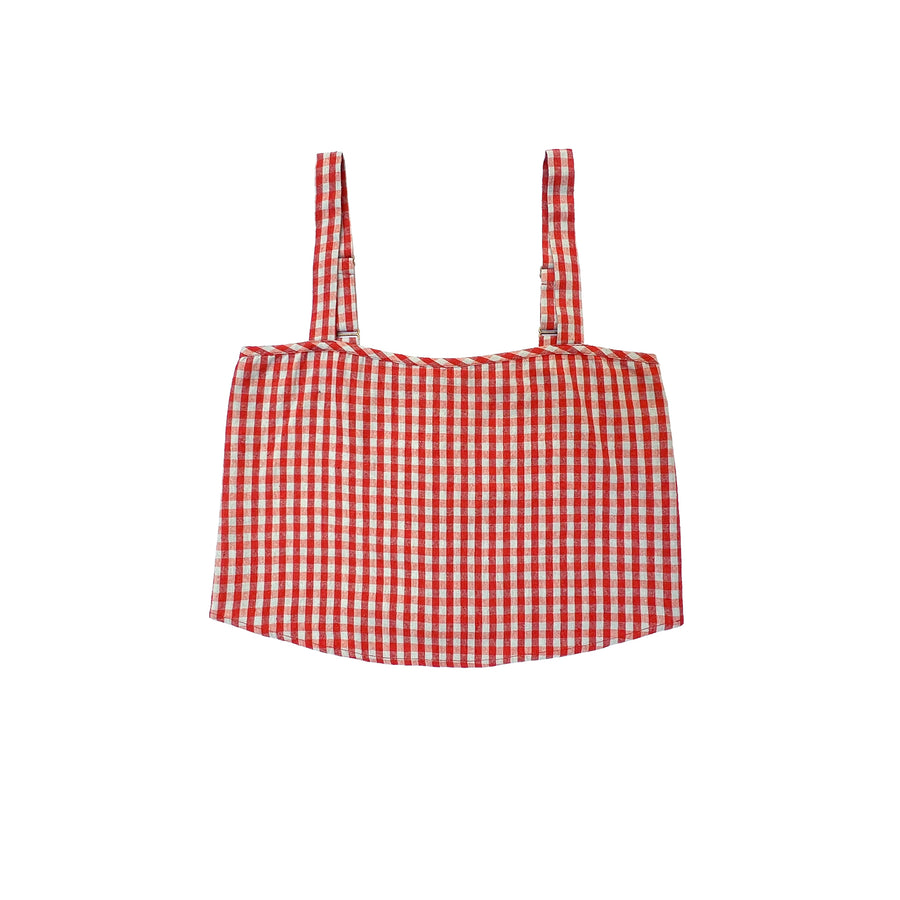 BUTTON BACK TANK - POPPY/ICE GINGHAM