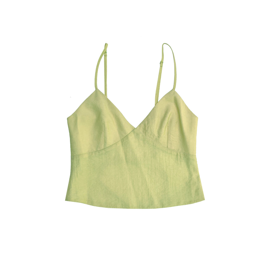 TIE BACK TOP - MUTED LIME