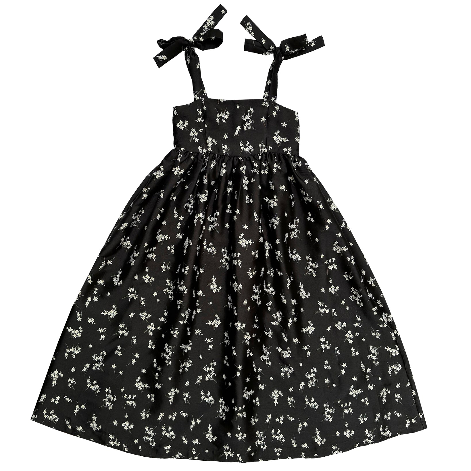 TIE STRAP DRESS - BLACK JACQUARD