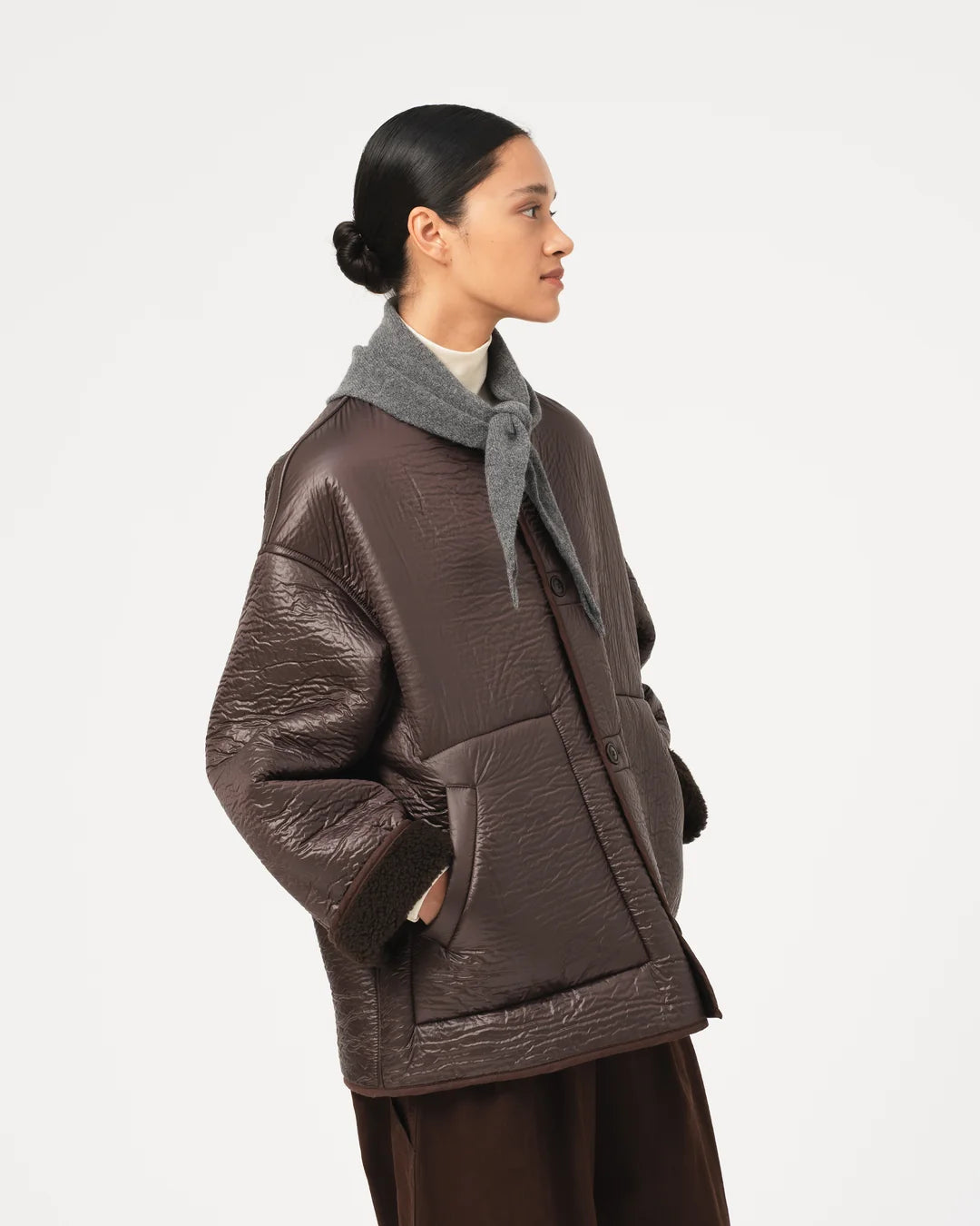 SOLAR JACKET - PIUMINO NYLON - BROWN