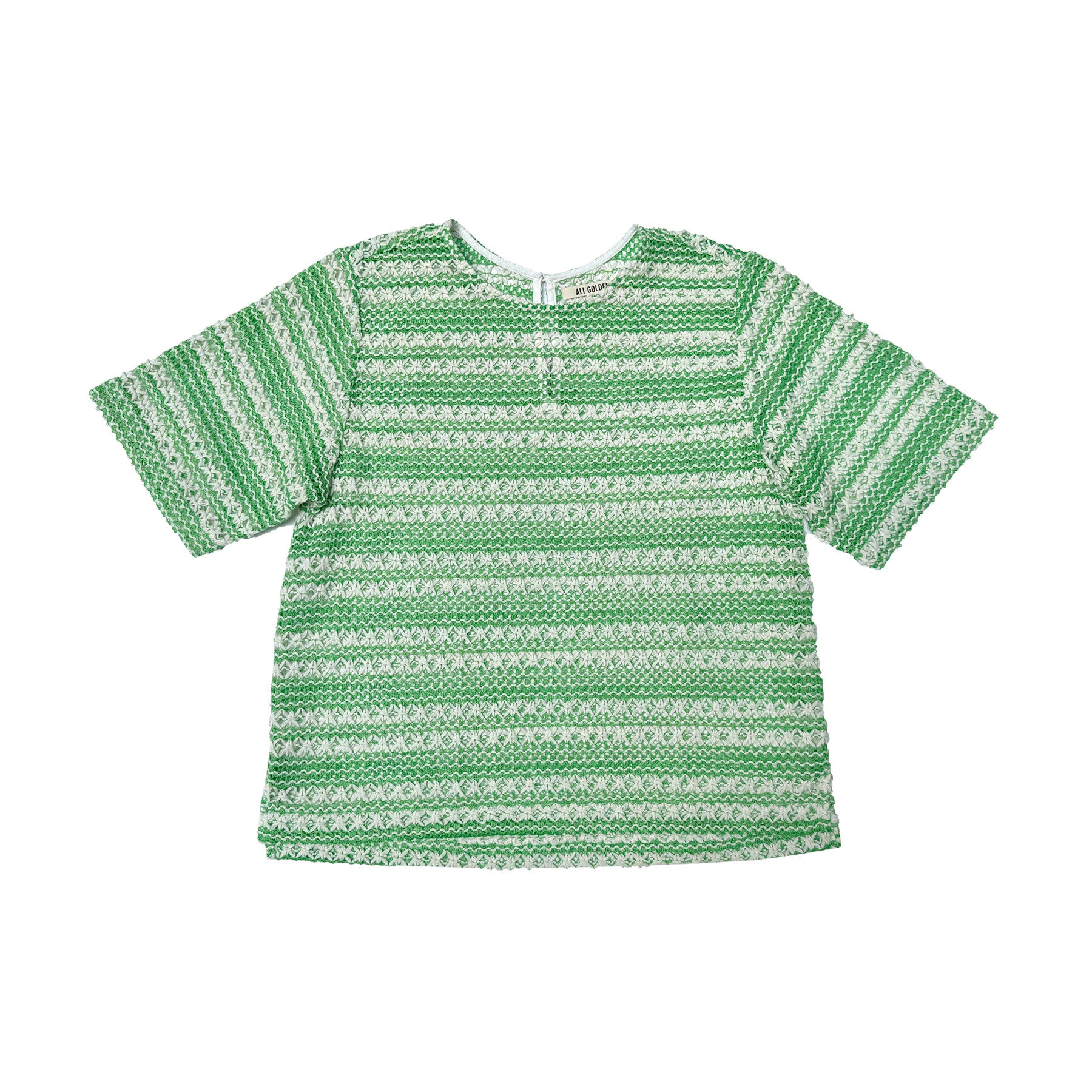WOVEN T-SHIRT - LIME/IVORY CROCHET