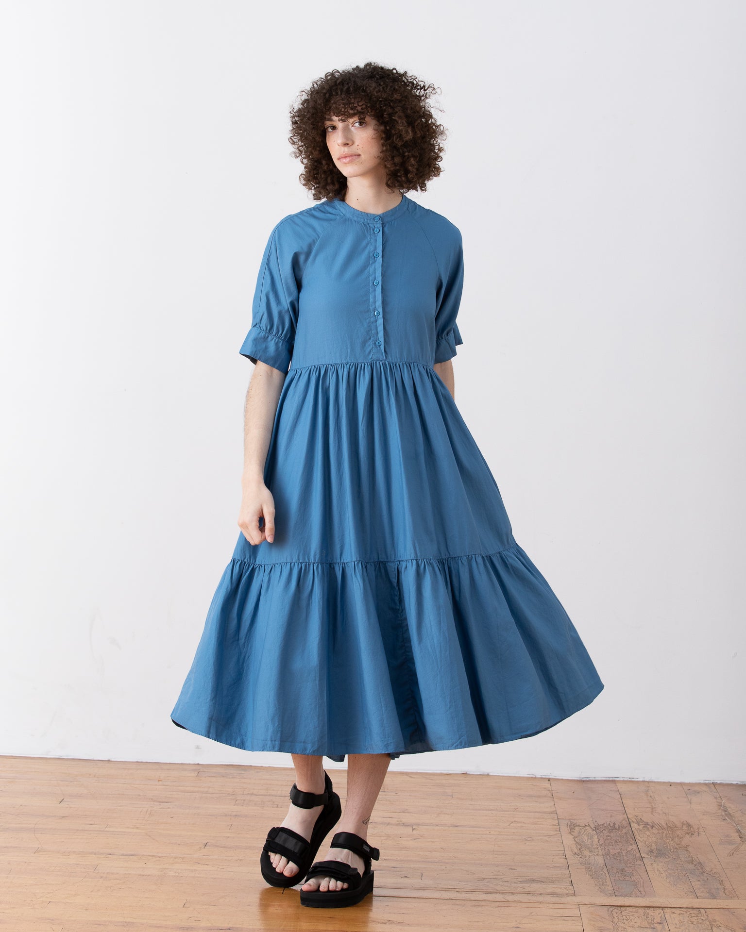 SAMPLE - RAGLAN TIERED DRESS - FRENCH BLUE