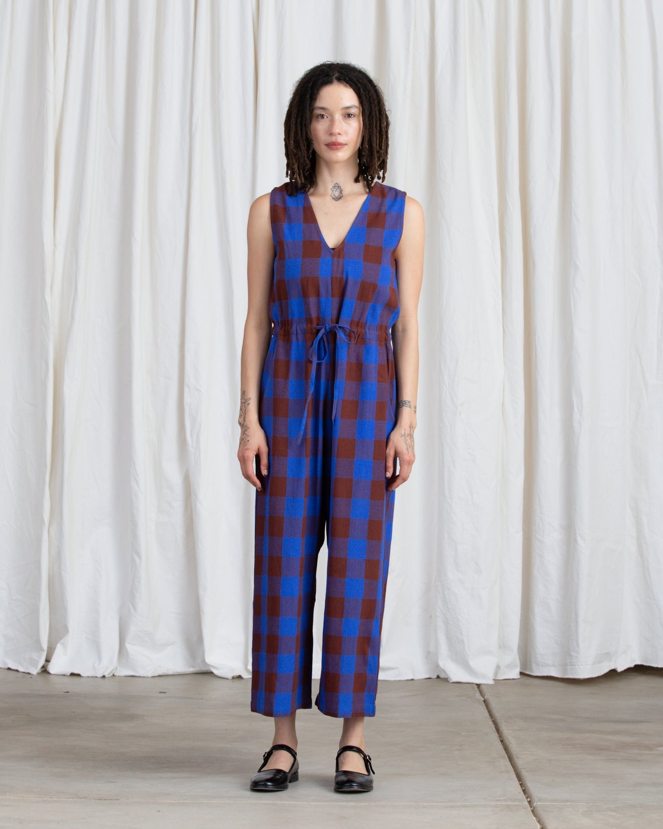 SAMPLE - SILK SLIT-BACK JUMPER - LILAC/BONE PLAID