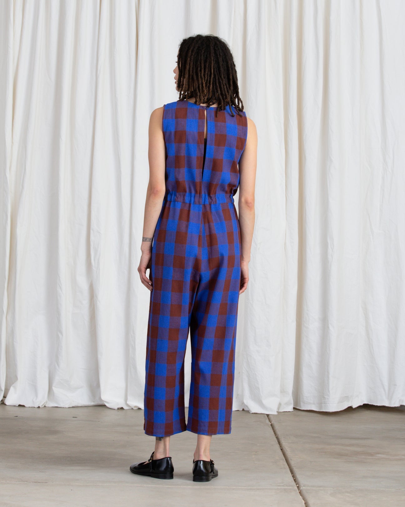 SAMPLE - SILK SLIT-BACK JUMPER - LILAC/BONE PLAID