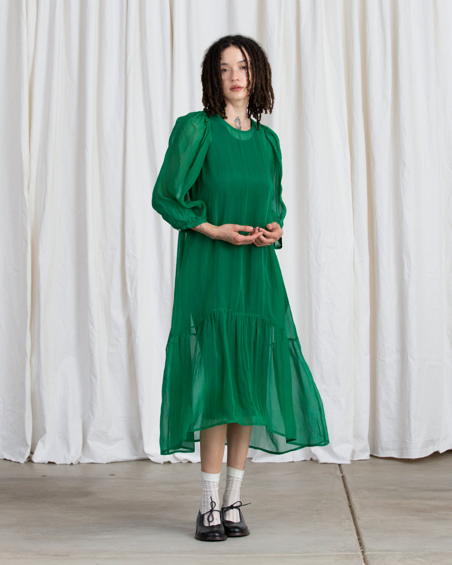 PEASANT DRESS - KELLY GREEN