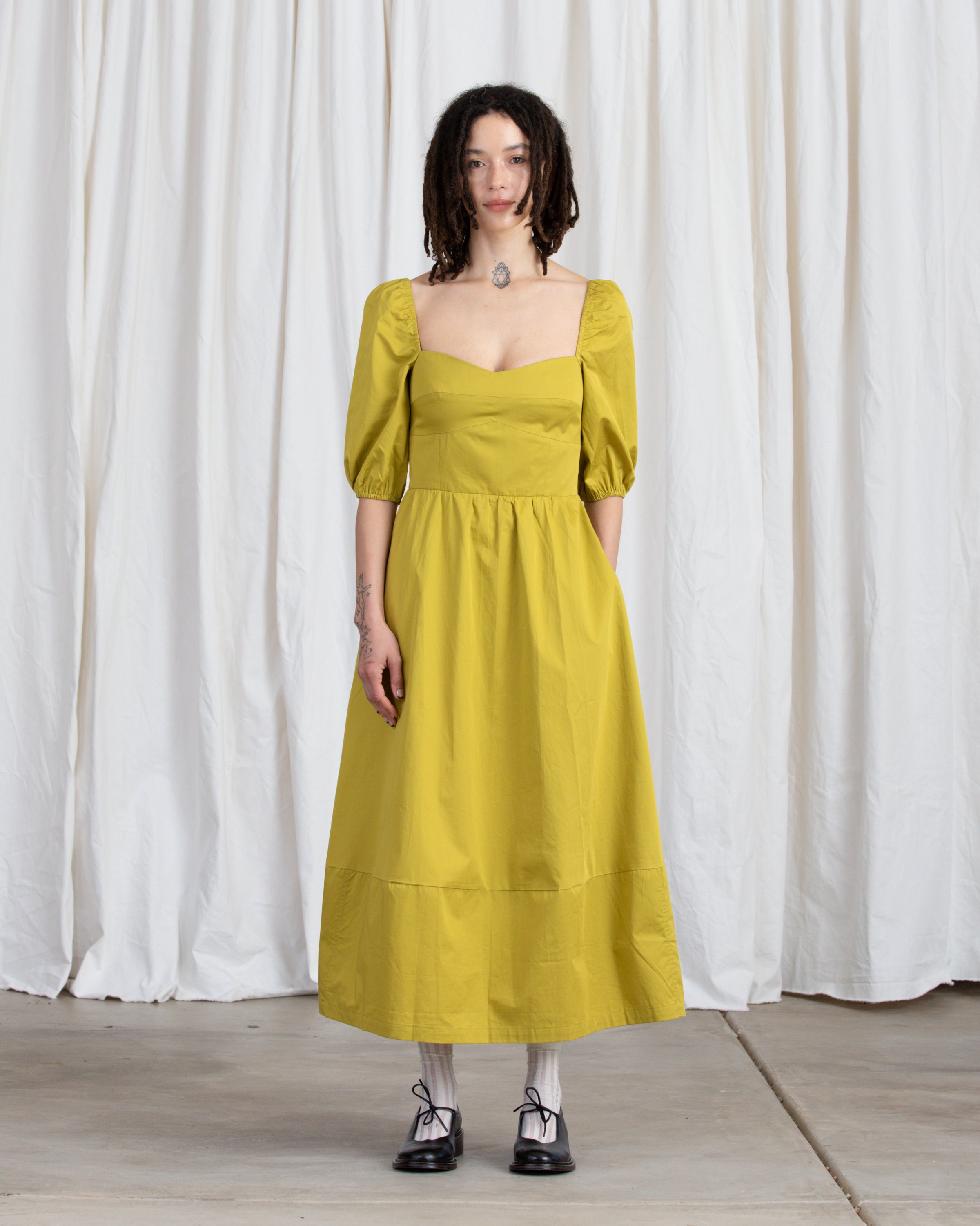 SAMPLE - SWEETHEART MIDI DRESS - CHARTREUSE