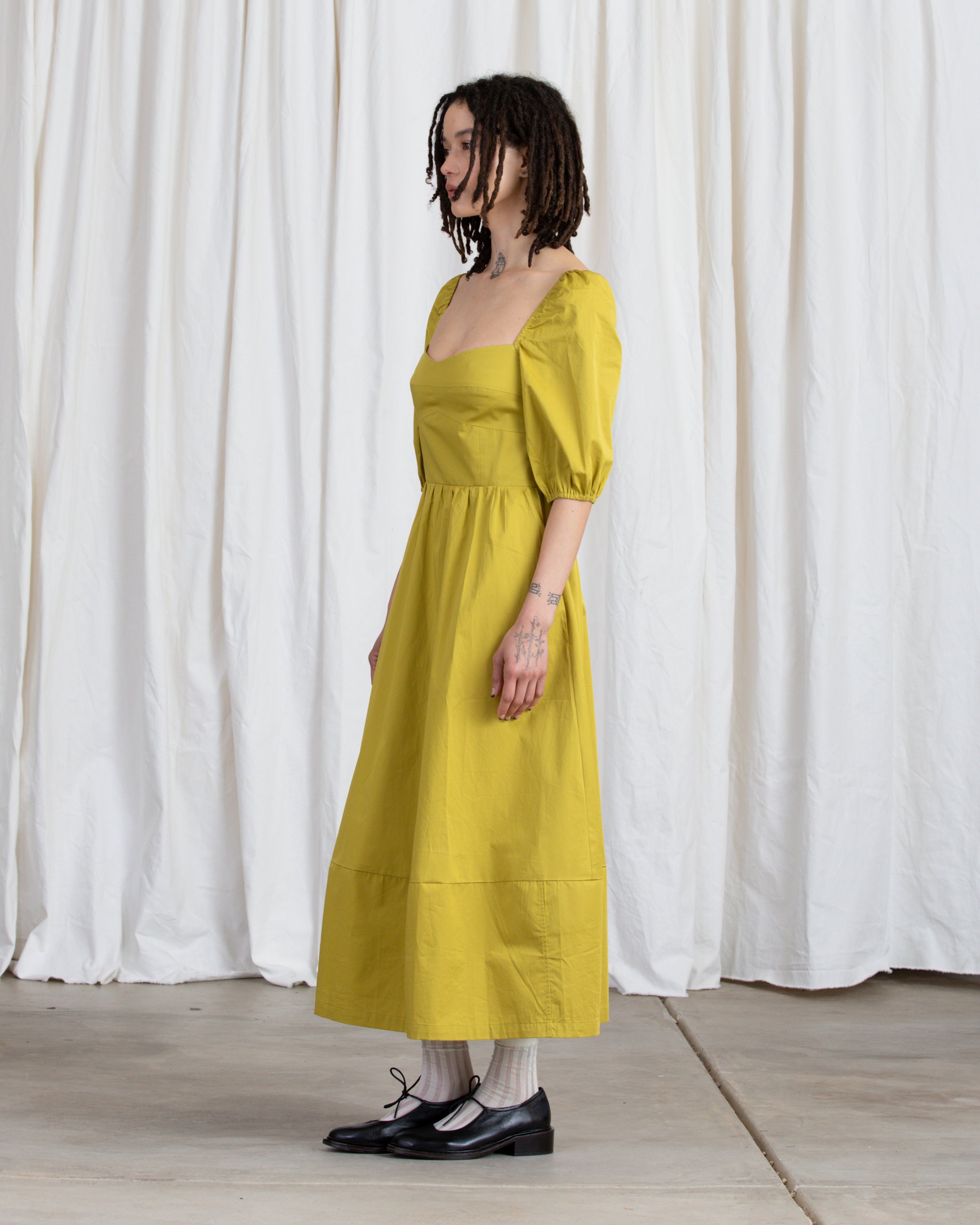 SAMPLE - SWEETHEART MIDI DRESS - CHARTREUSE
