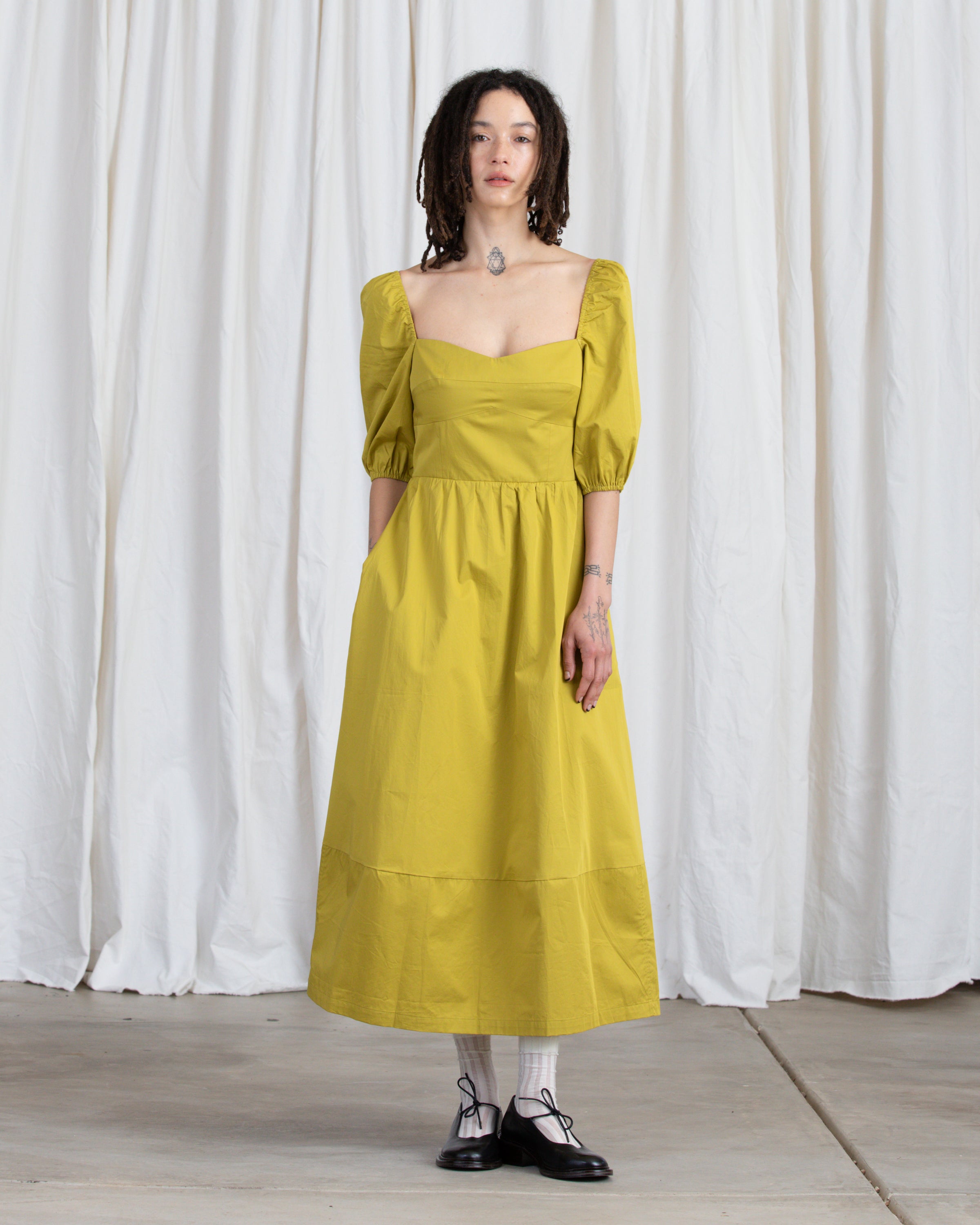 SAMPLE - SWEETHEART MIDI DRESS - CHARTREUSE