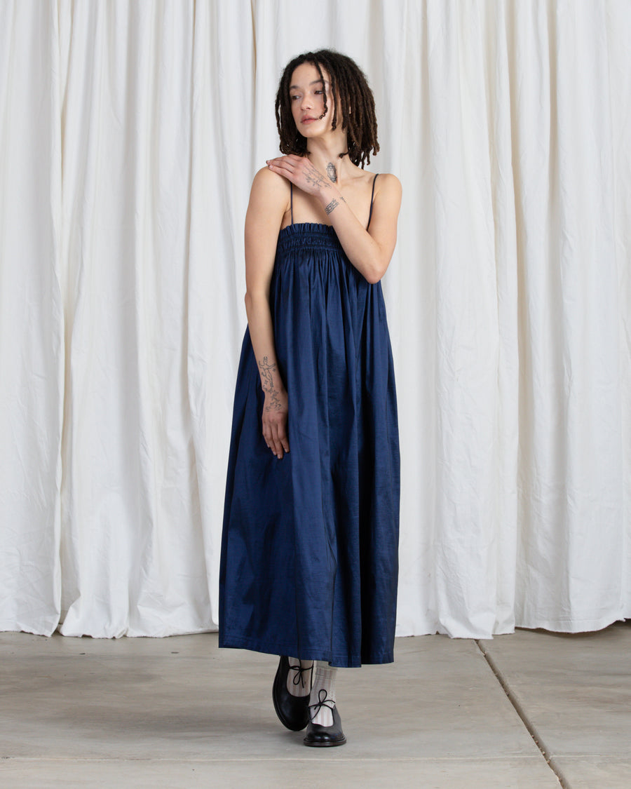 ELASTIC DRESS - NAVY TAFFETA