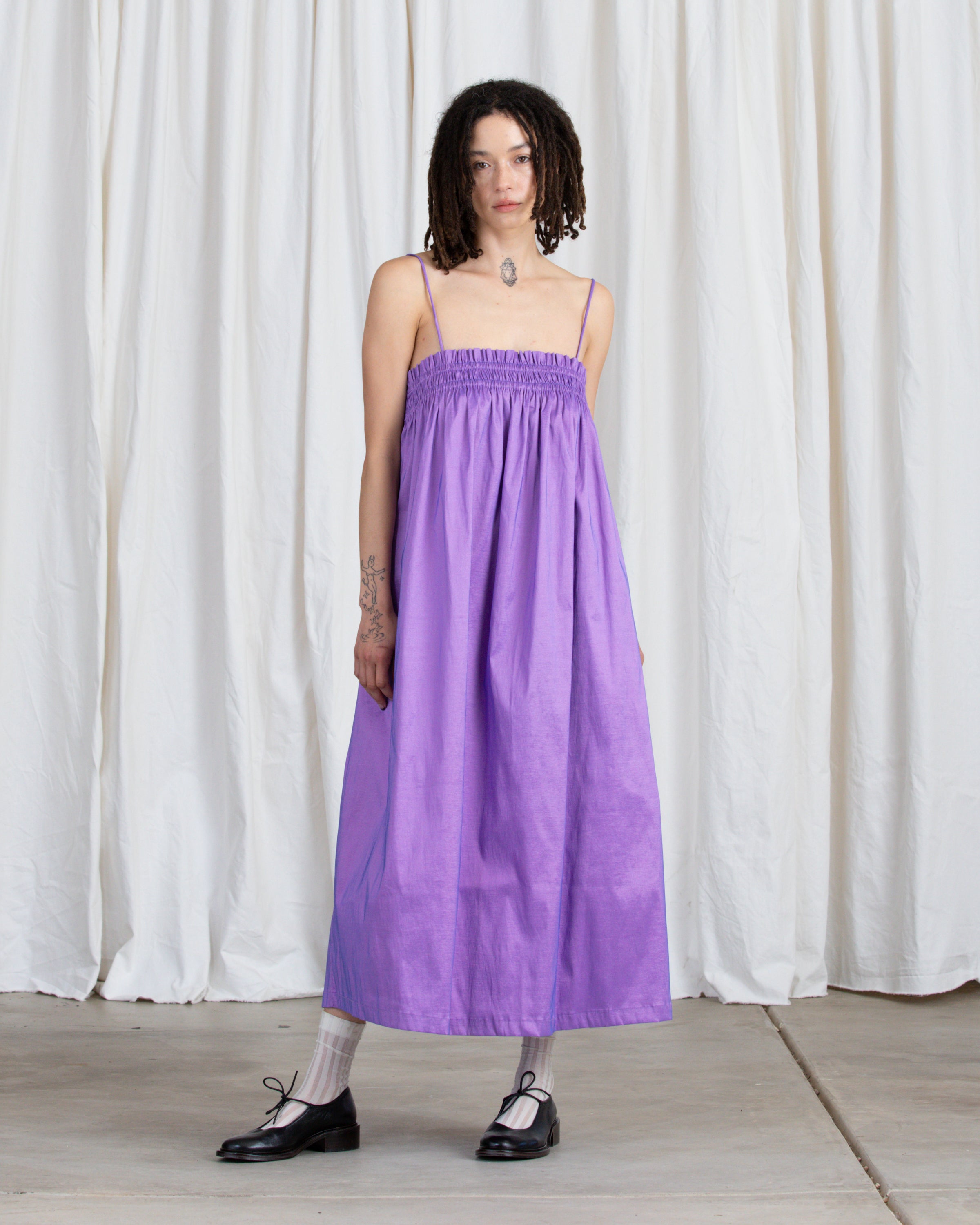 SAMPLE - ELASTIC DRESS - LILAC TAFFETA