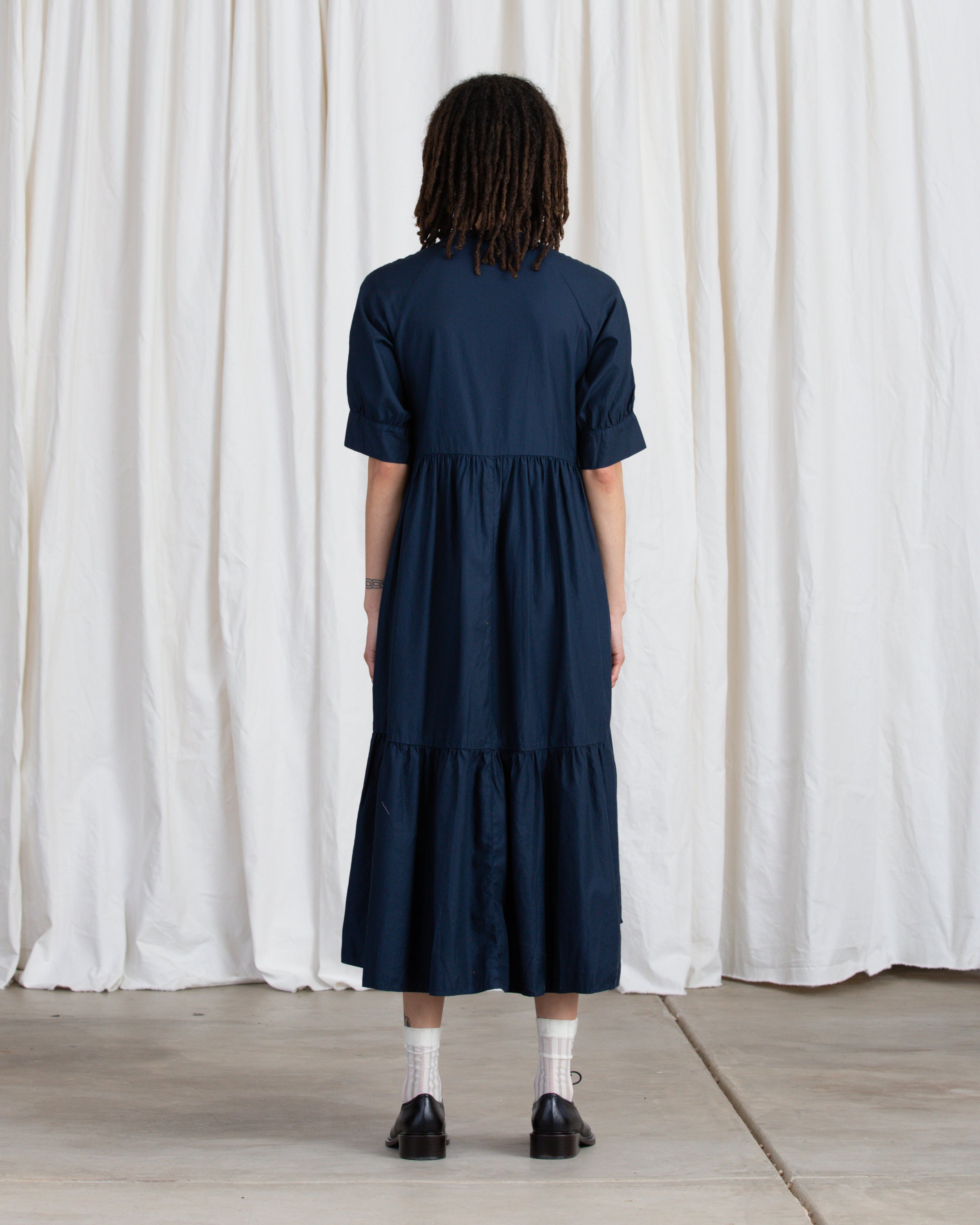 RAGLAN TIERED DRESS - NAVY