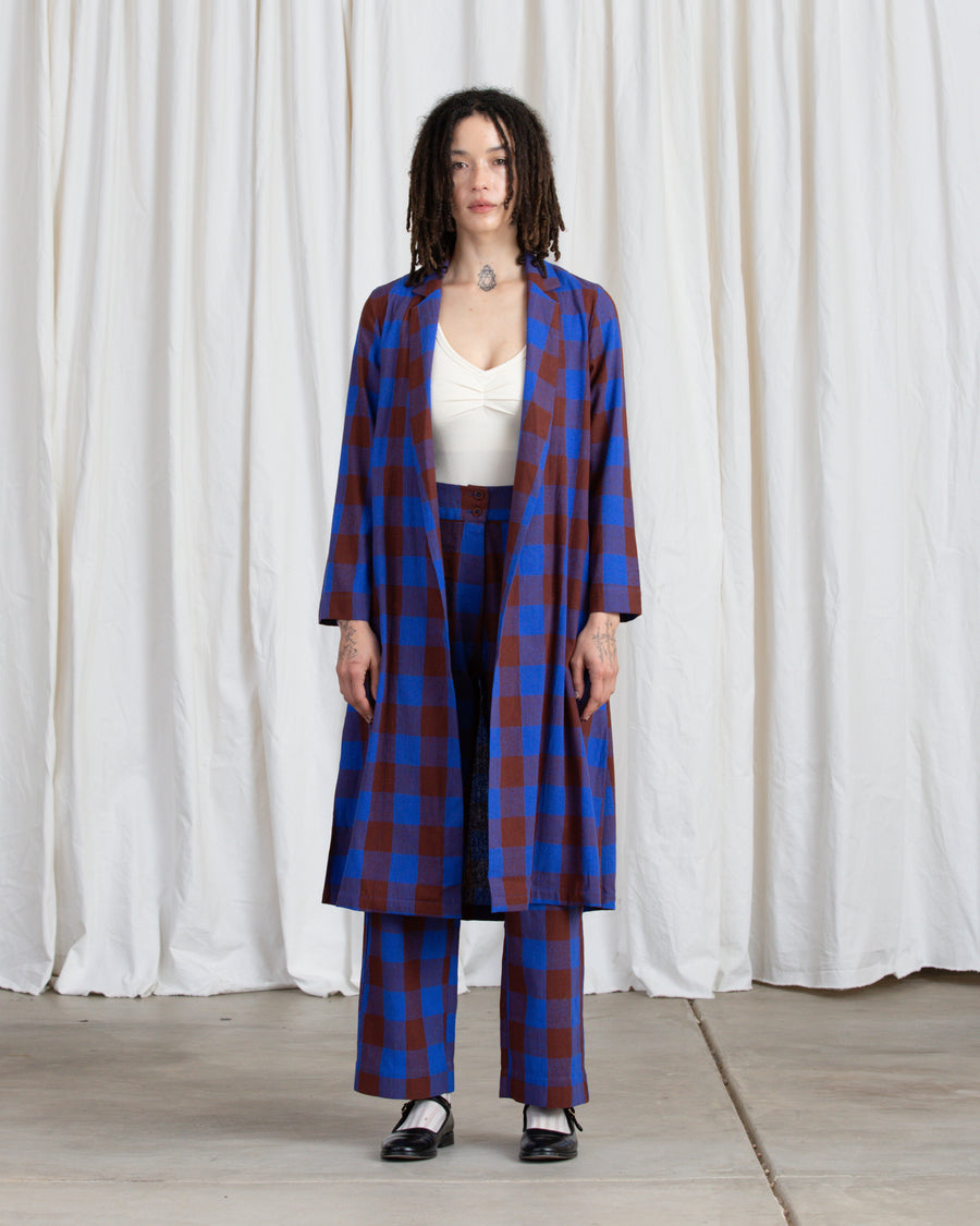 NOTCH JACKET - RUST/COBALT PLAID
