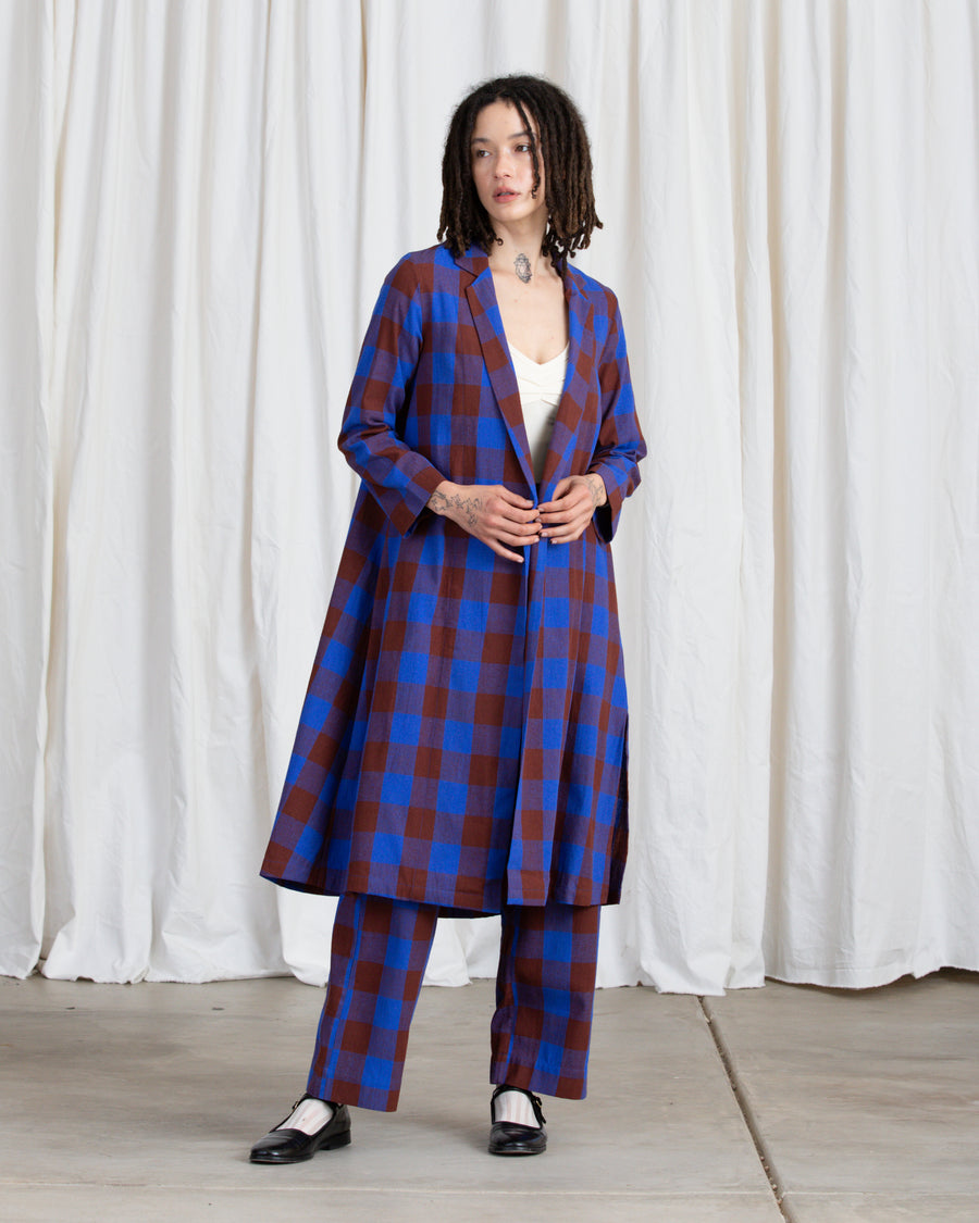 NOTCH JACKET - RUST/COBALT PLAID