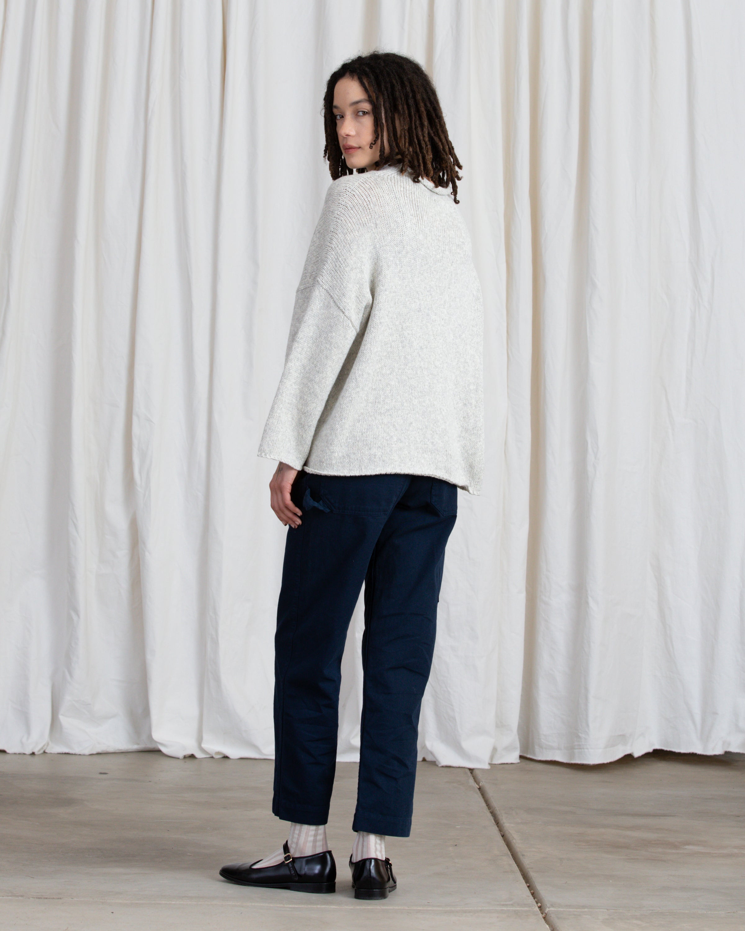 SAMPLE - ORGANIC COTTON/ALPACA MOCK TURTLENECK - CREAM MELANGE
