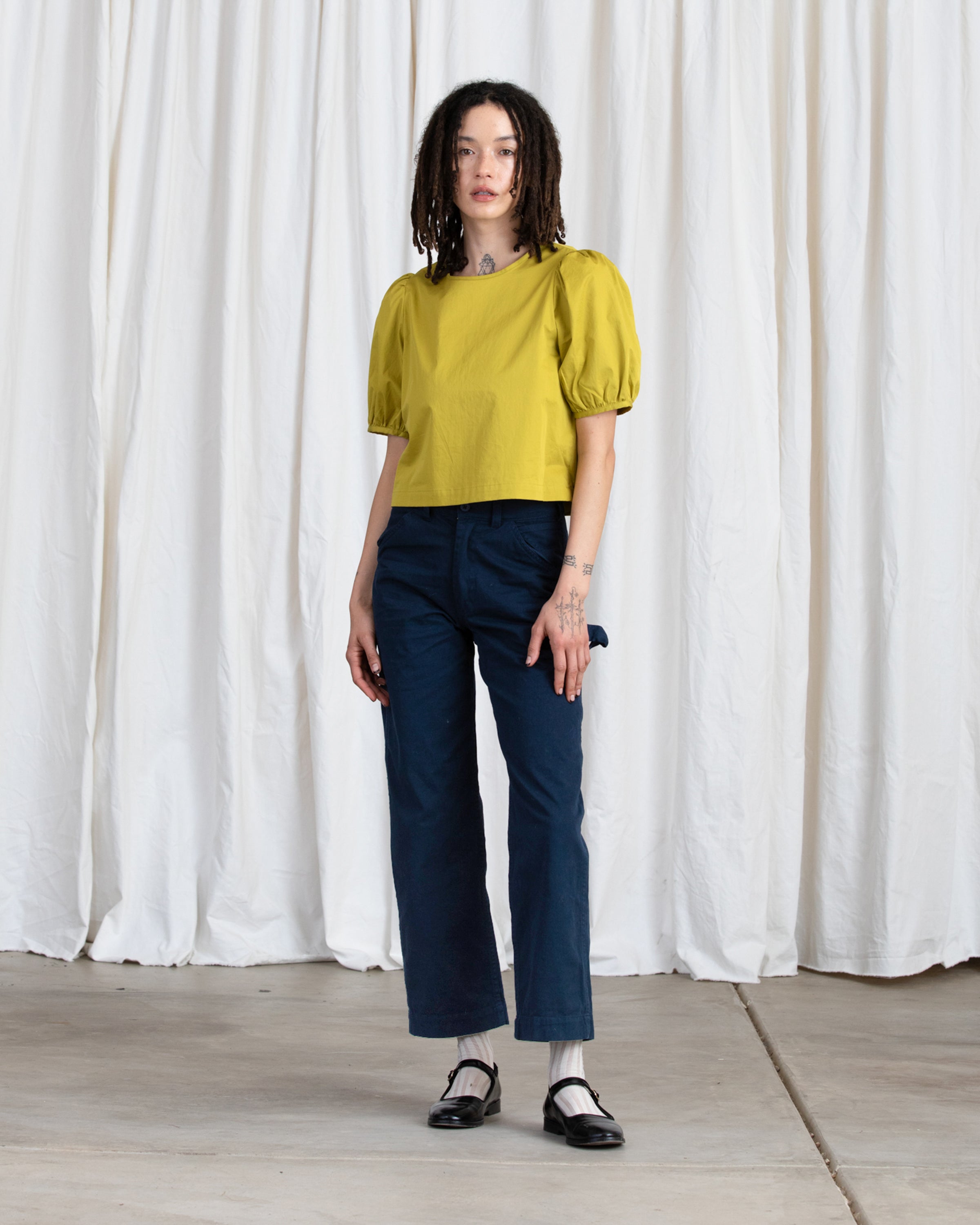 SAMPLE - PUFF SLEEVE TOP - CHARTREUSE