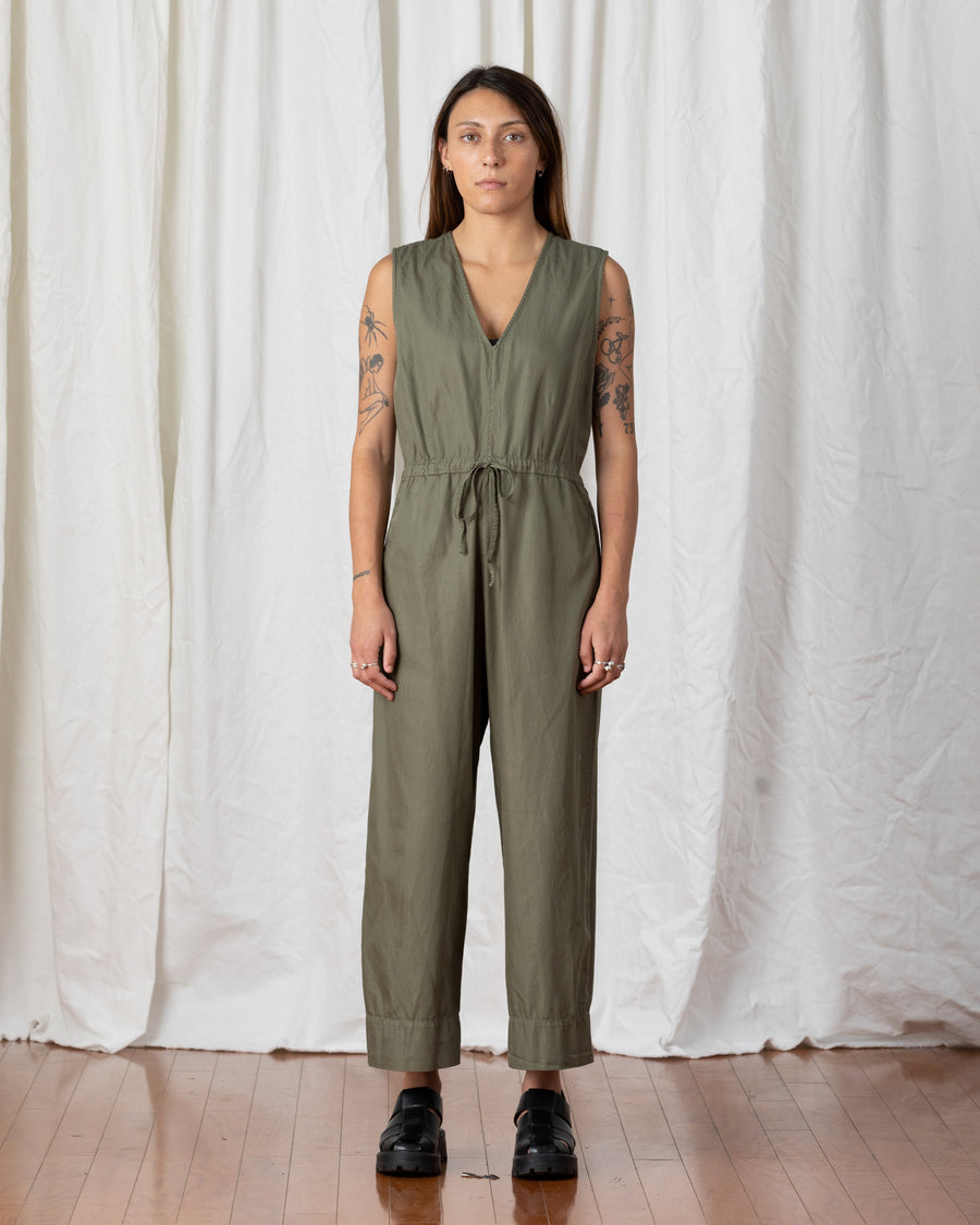 COTTON SLIT-BACK JUMPER - FADED OLIVE