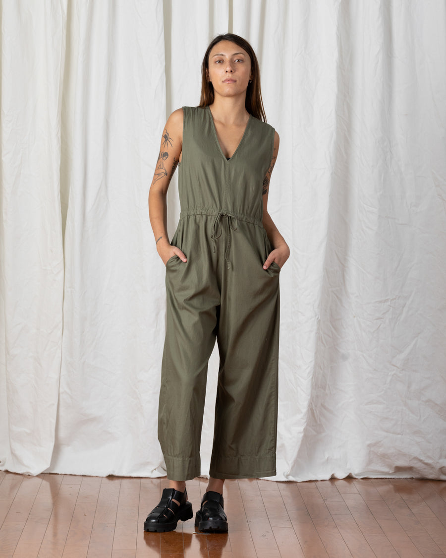COTTON SLIT-BACK JUMPER - FADED OLIVE